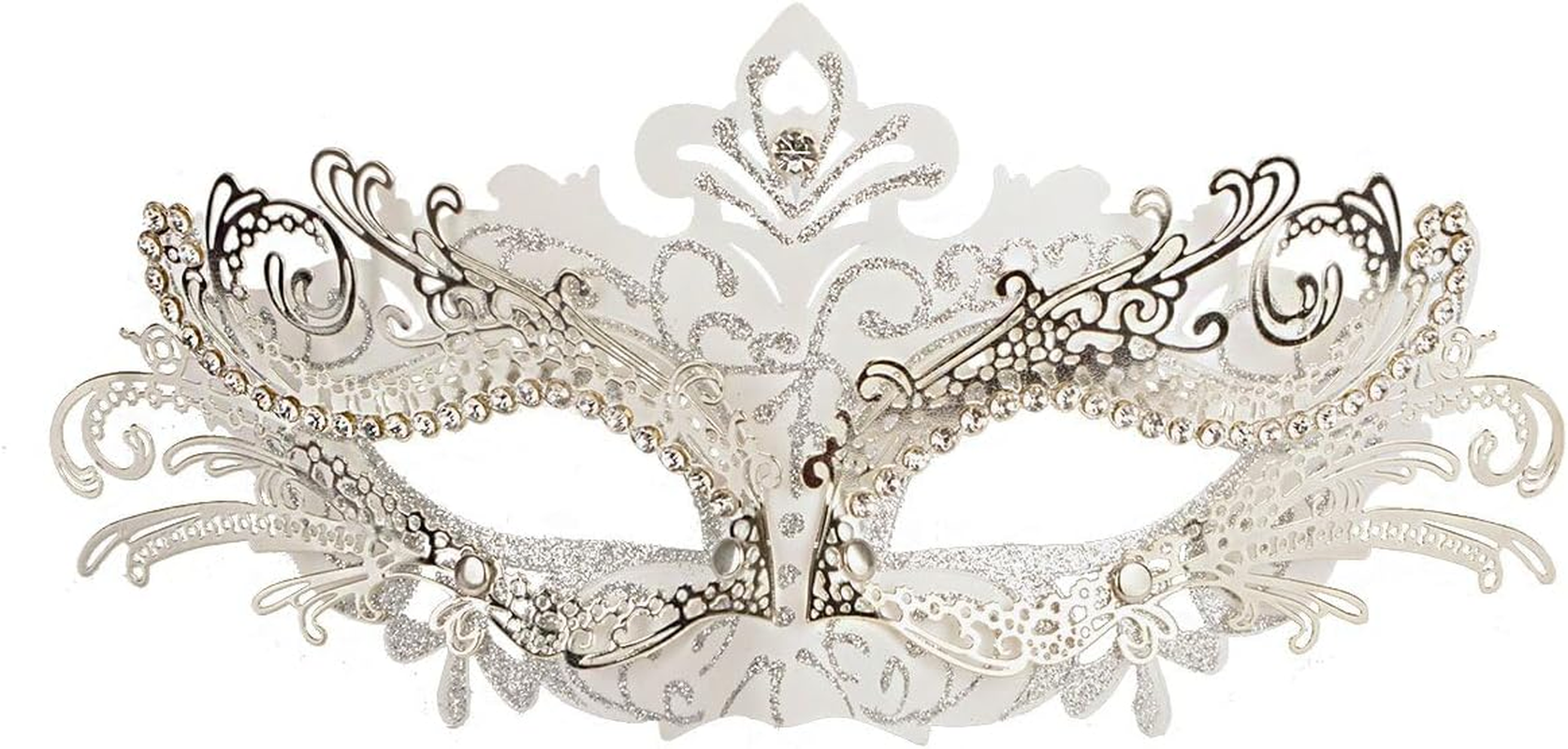 Hoshin Masquerade Mask Mardi Gras Deecorations Venetian Masks for Womens (White) image number 2