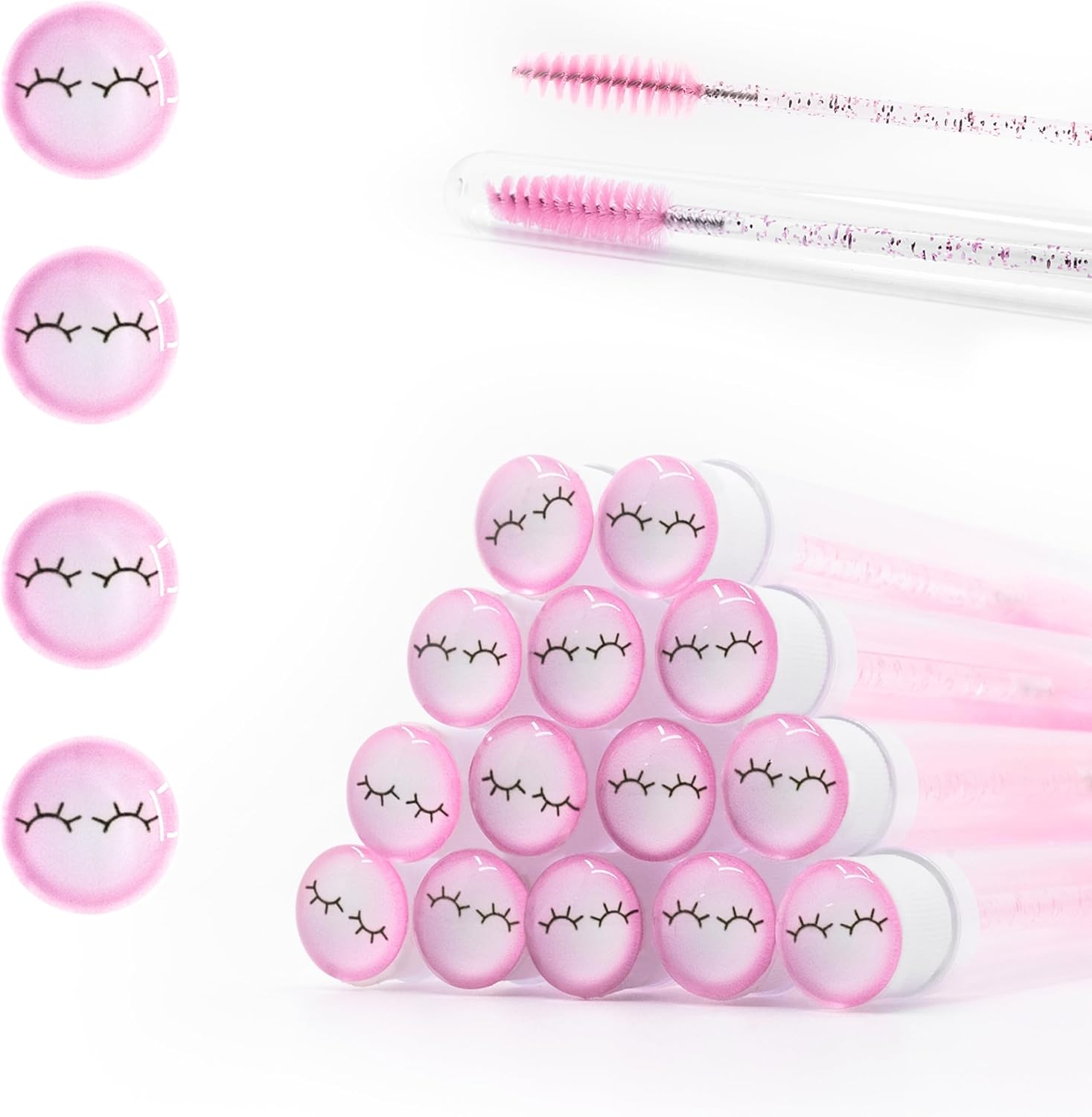 20-Piece Mixed Color Disposable Diamond Mascara Wands - Sanitary Tube Spoolies - Makeup & Eyebrow Applicator Kit