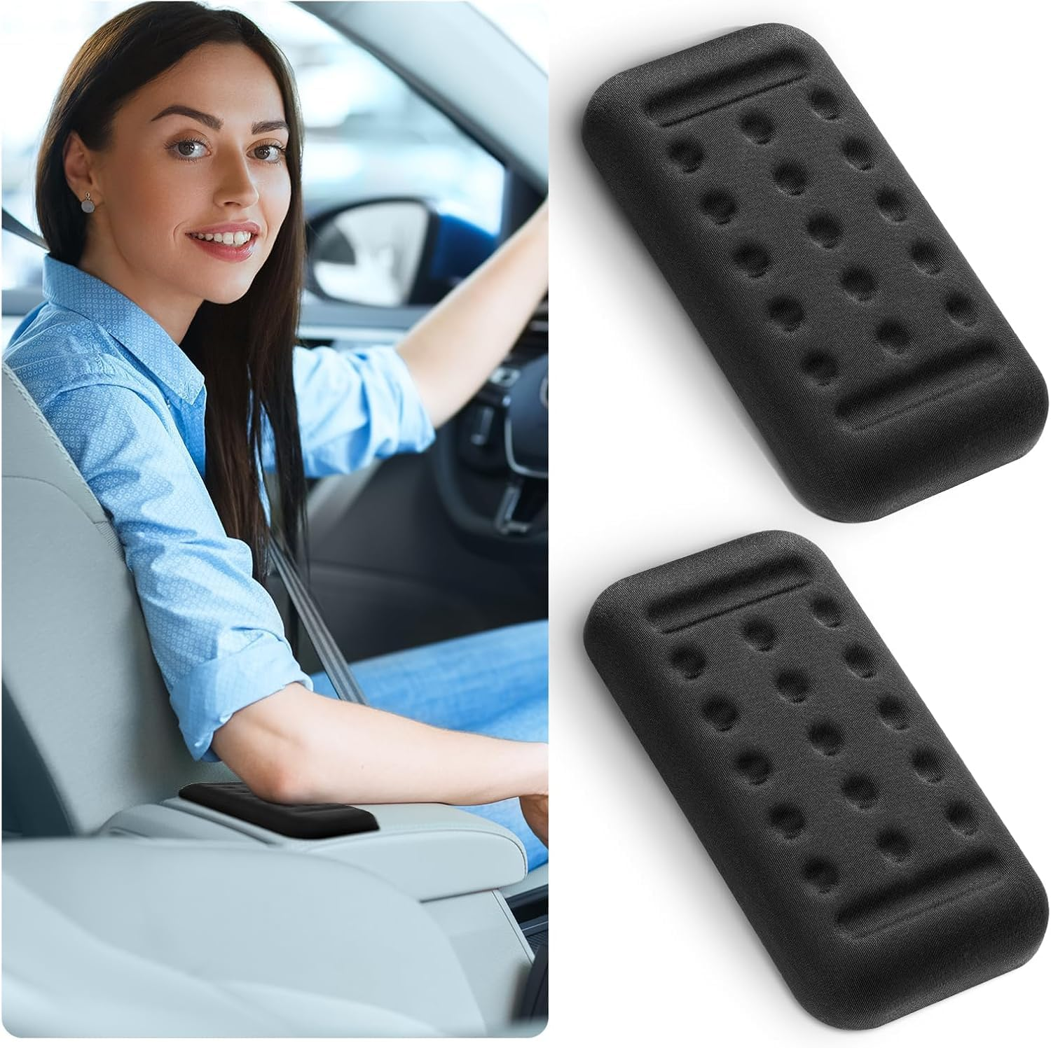 Automotive Armrest Cushion Relieves Elbow Fatigue, 2Pcs Car Armrest Pads Arm Rest Elbow Pads,Memory Foam Vehicle Center Console Elbow Cushion,Arm Rest Elbow Pads for Car