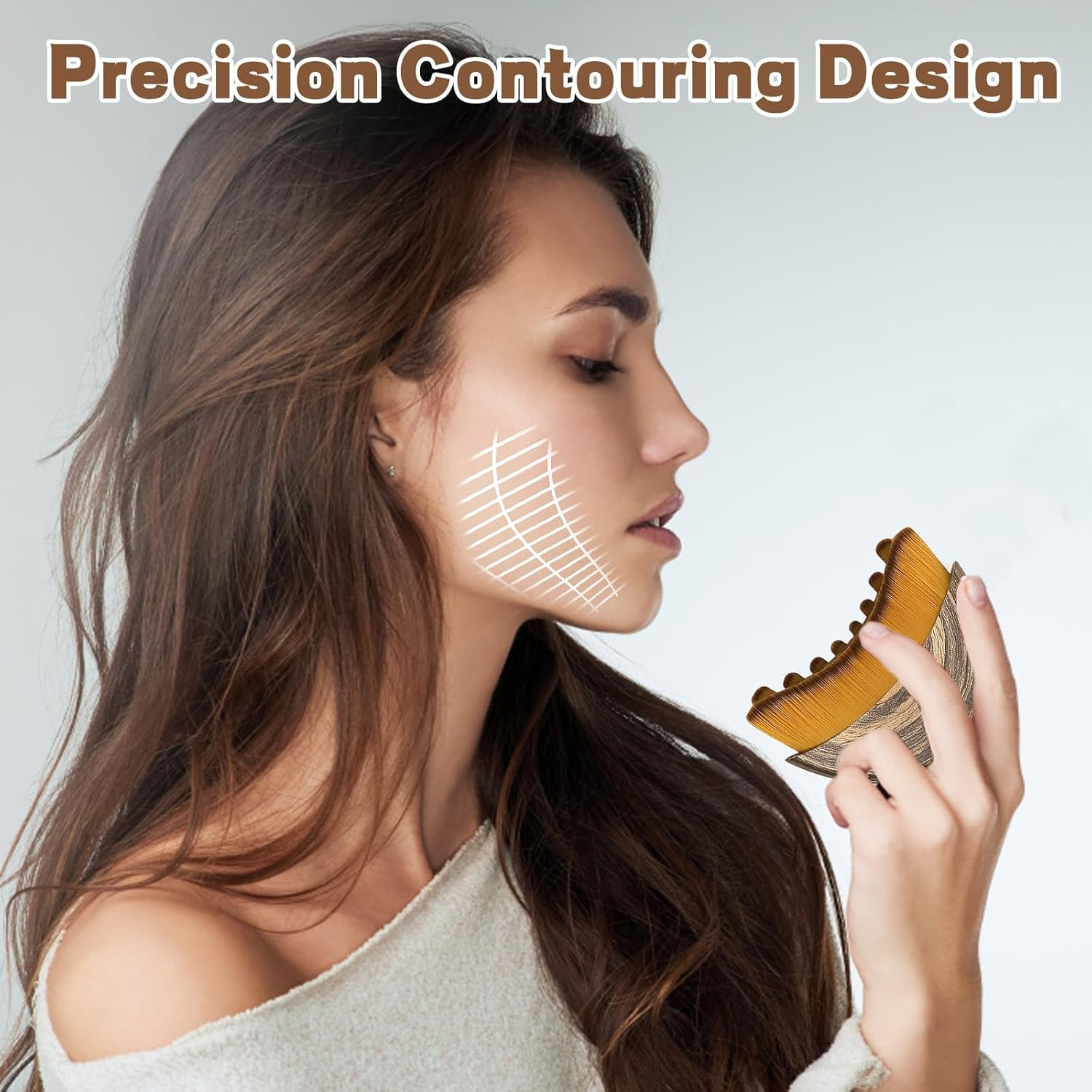 Lymphatic Contour Face Brush, Dry Brushing Face Brush, Lymphatic Drainage Massager for Face, Chin & Jawline Sculpting,Fit the Skin Precisely and Relieve Fatigue 9X7 Cm (1 PC) image number 4