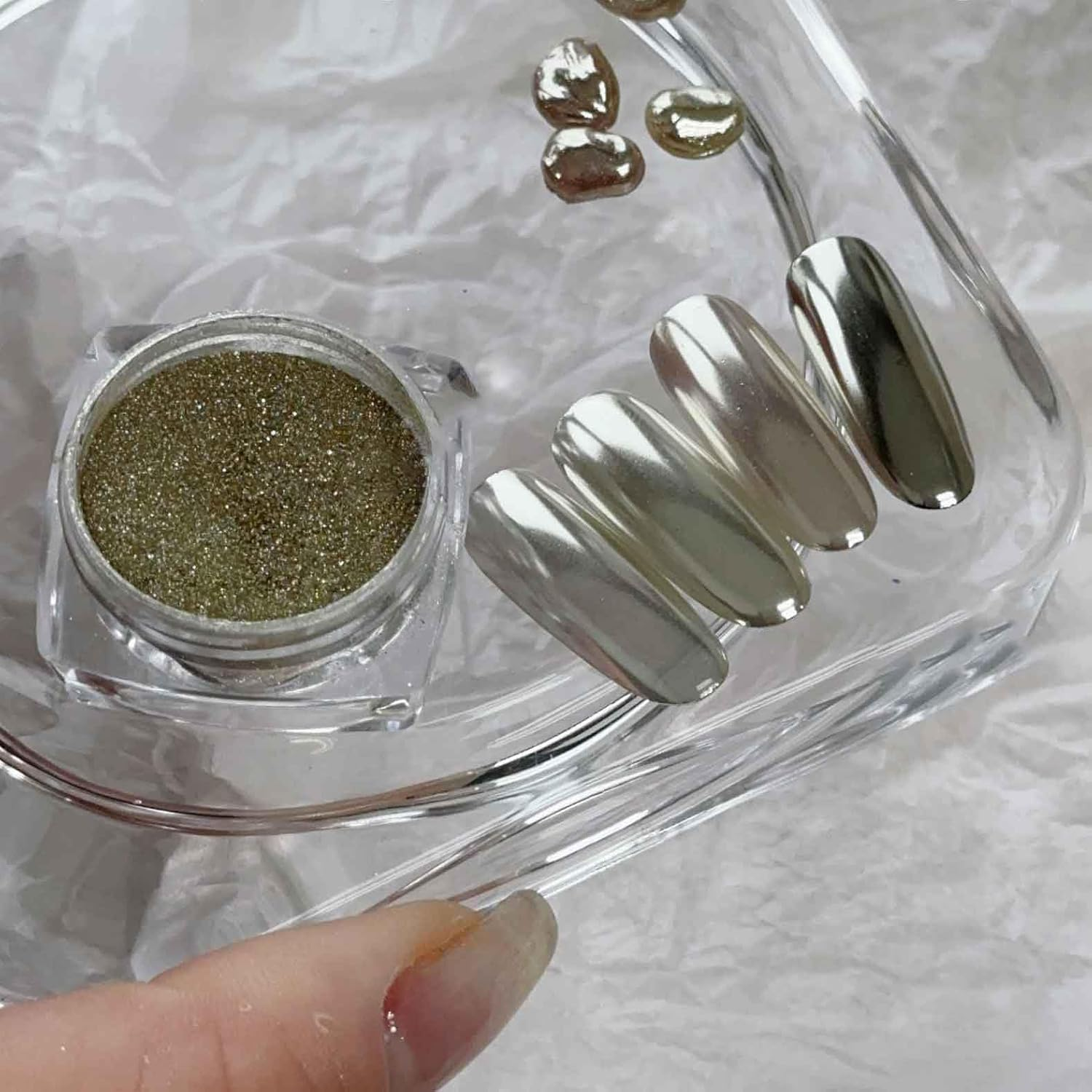 ADHERE Elder Gods Series - Magic Chrome Nail Powder, Hyper-Reflective Metallic Finish, 10-Second Mirror Gloss for Gel/Diy/Press-On Nails 0.7G (Auric Gold)