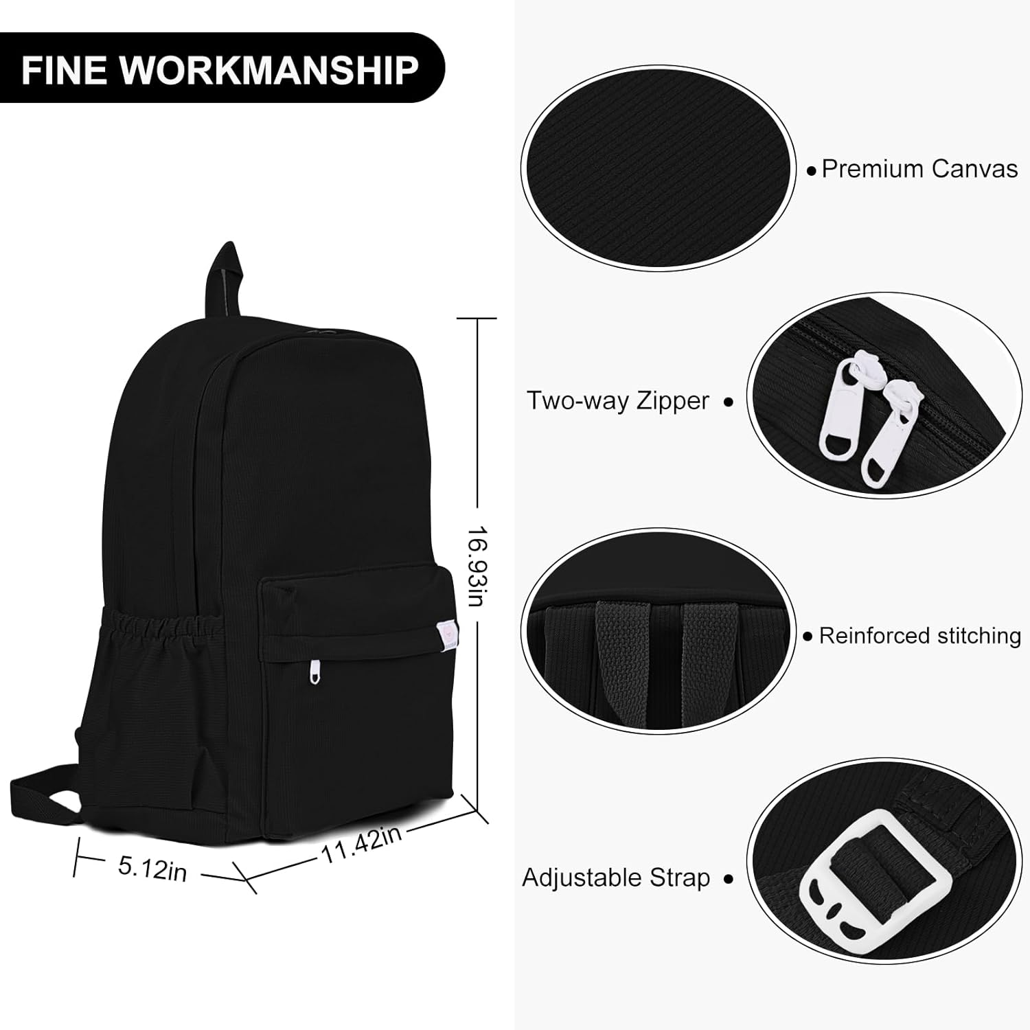 YFGBCX Cute Aesthetic Backpack for School College Student Solid Color Backpack Classic Backpack School Bookbag for Women image number 6