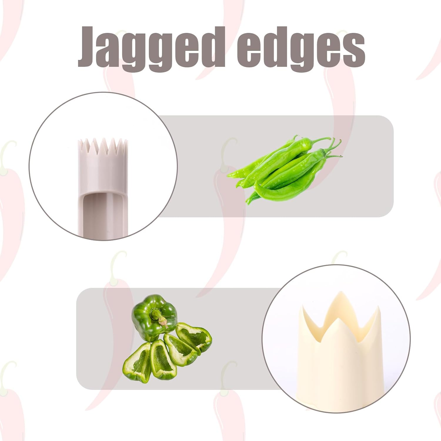 2 in 1 Pepper Corer, Bell Pepper Cutter 2 in 1 Fruit Pepper Corer Pepper Deseeder Pepper Corer and Deseeder for Kitchen Home Family Camping(Off White) image number 6