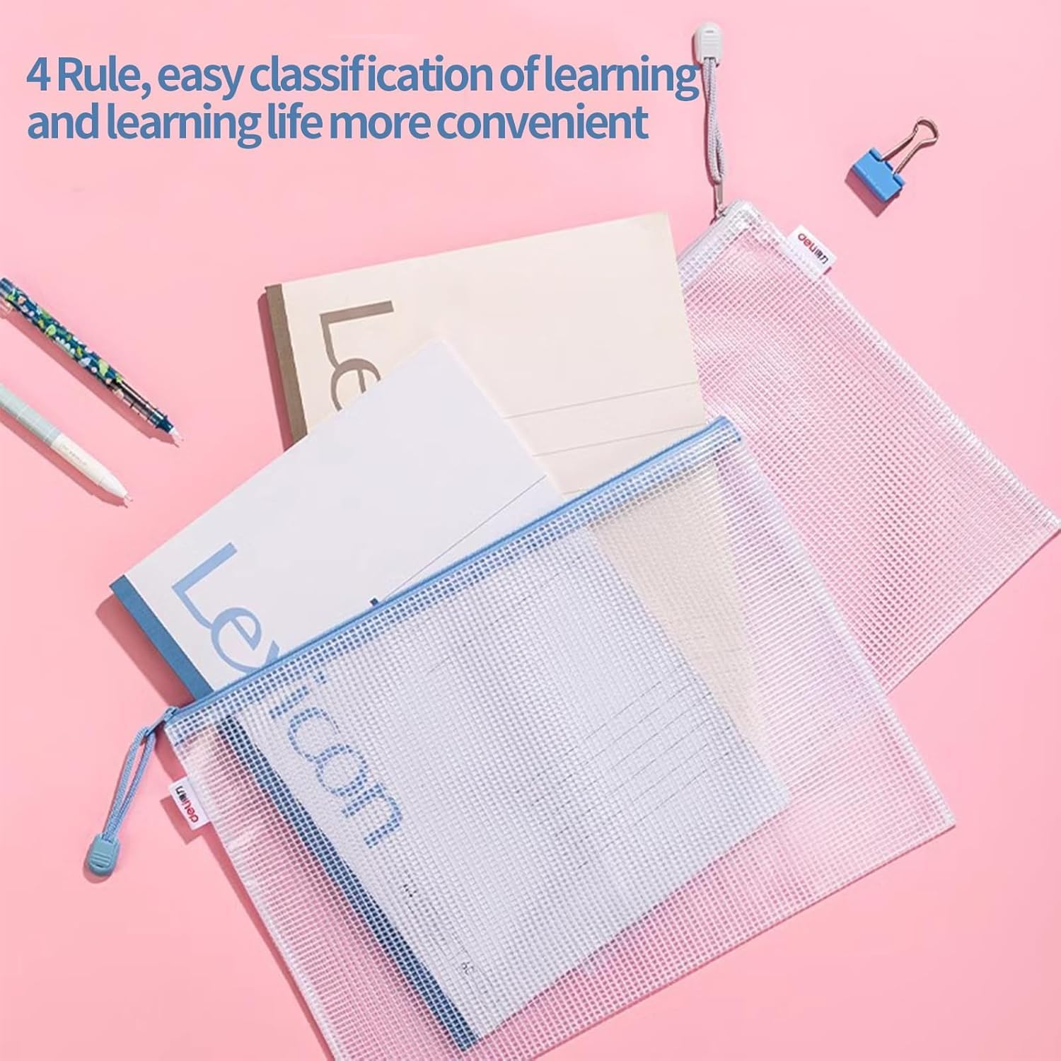 Homiliky 10 Pack A4 Plastic Wallets Document Wallets, Multicolor Zipper Folder, Zip Document Bags, Test Papers, Slips, Invoices, Homework Storage Bags, for Office School Home Travel, 10 Colors image number 4