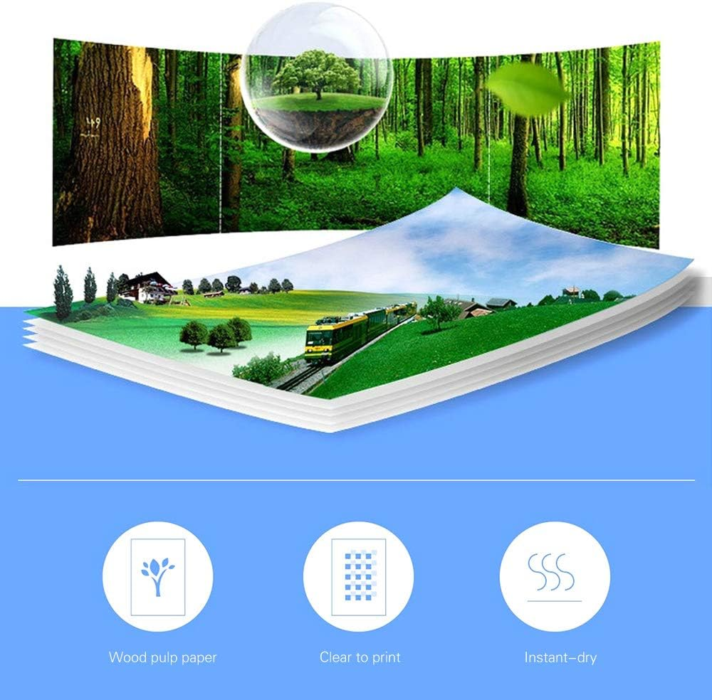 Professional A4 Size 20 Sheets Glossy Photo Paper 8.3 * 11.7 Inch 200Gsm Waterproof Resistant High Gloss Finish Surface Quick Dry for Canon Epson HP Color Inkjet Printer image number 2