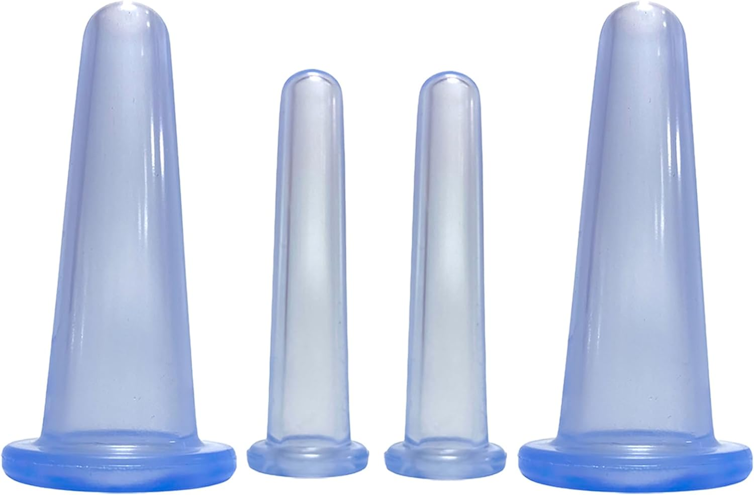 Set of 4 Cupping Glasses, Silicone Cupping Set, Facial Silicone Set, Cupping Glasses, Face Cupping (Blue)