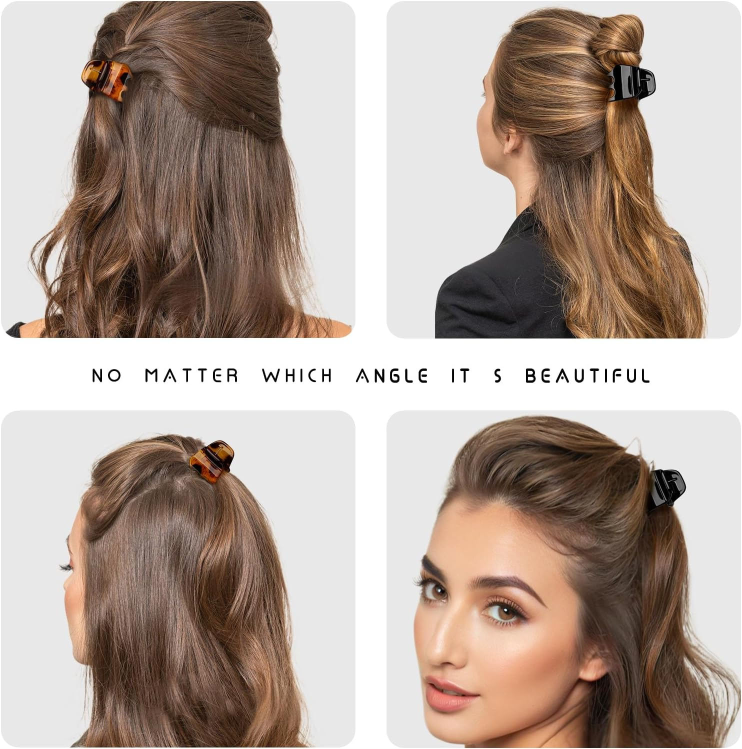 6-Piece Hair Claw Clips-1.3 Inch Jaw Clips That Won'T Let Yourthick or Medium Hair Escape, Nonslip Wonders for Women and Girls' Hair Accessories Black and Amber