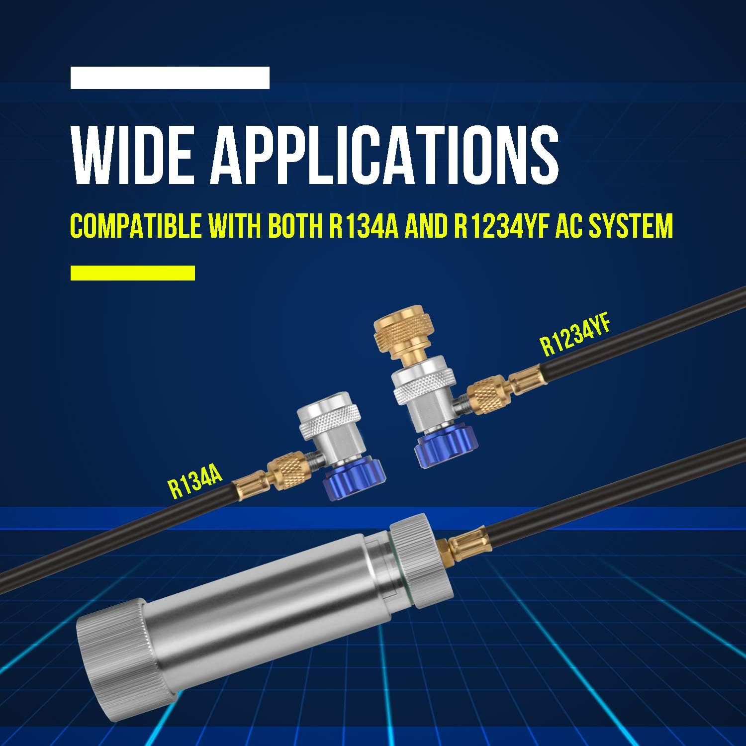 Lichamp AC Oil Injector R134A, R1234YF Refrigerant A/C Dye Injector Kit with Adjustable Coupler and Oil Checkers image number 2
