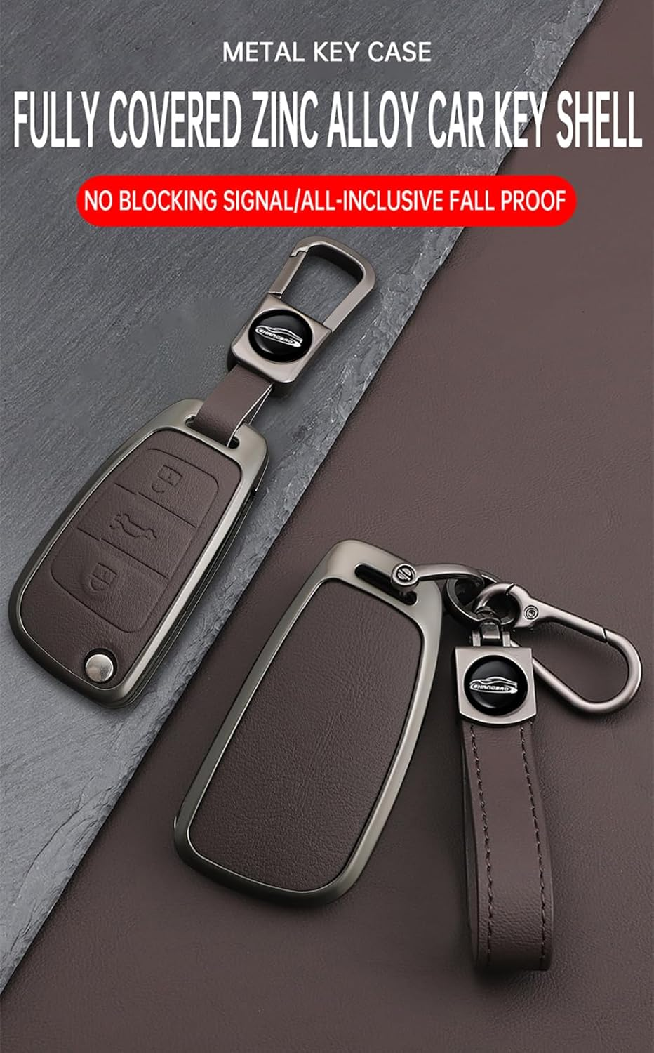 Flip Key Case Folding Key Fob Holder Fit for Audi A1 A3 A4 B8 A5 A6 C7 A8 D4 Q5 Q7 SQ5 S4 B8 S5 S6 C7 S7 S8 Remote Key Cover Metal Keychain Keyring Accessories 3 Buttons C Red image number 2