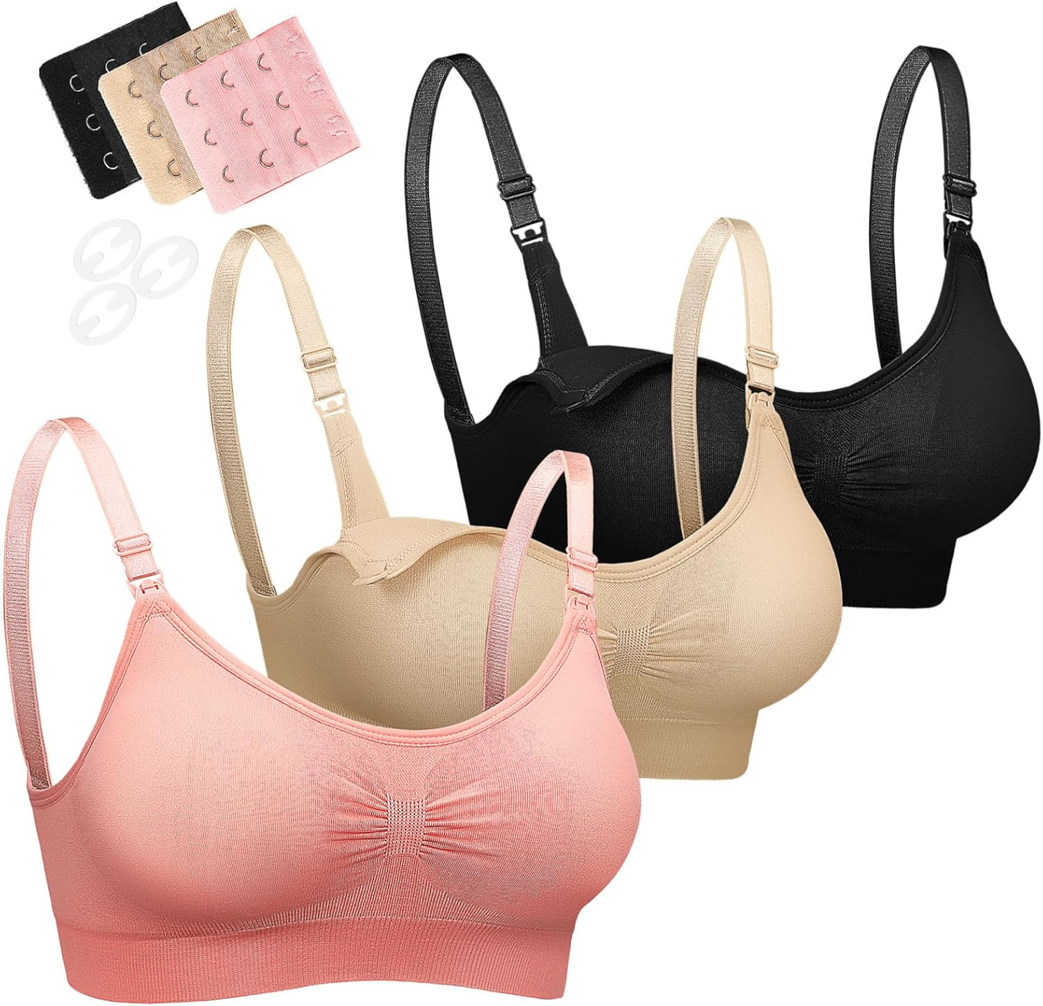 CALLARON Nursing Bras for Breastfeeding Moms Comfortable Breathable with Extenders for Fit for Daytime Nighttime Wear Stylish Functional image number 5