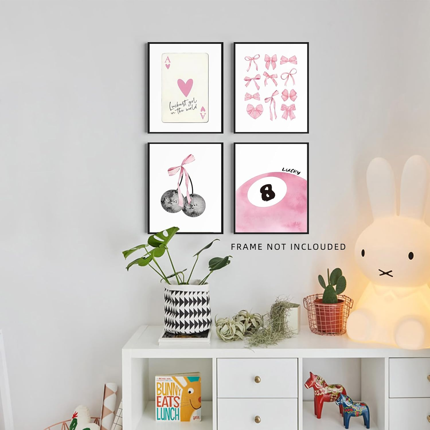 Pink Room Decor Aesthetic Wall Art Prints Poster, 8X10 Inch Canvas Prints Unframed Set of 4 Posters for Teen Girls Bedroom Dorm Decor image number 5