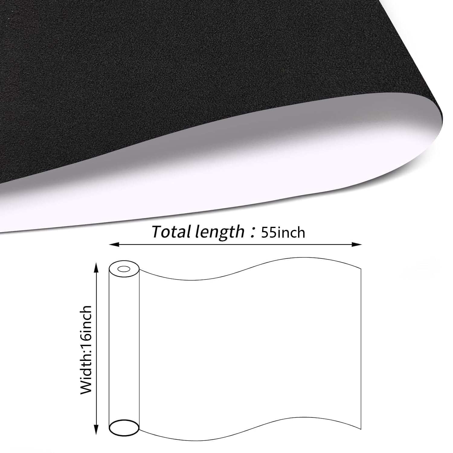 Fabric Wrap Self Adhesive Suede, Premium Suede Adhesive Stretch Film Sticker Luxurious Look for Furniture Upholstery DIY Car Interior 16In X 59In, Black