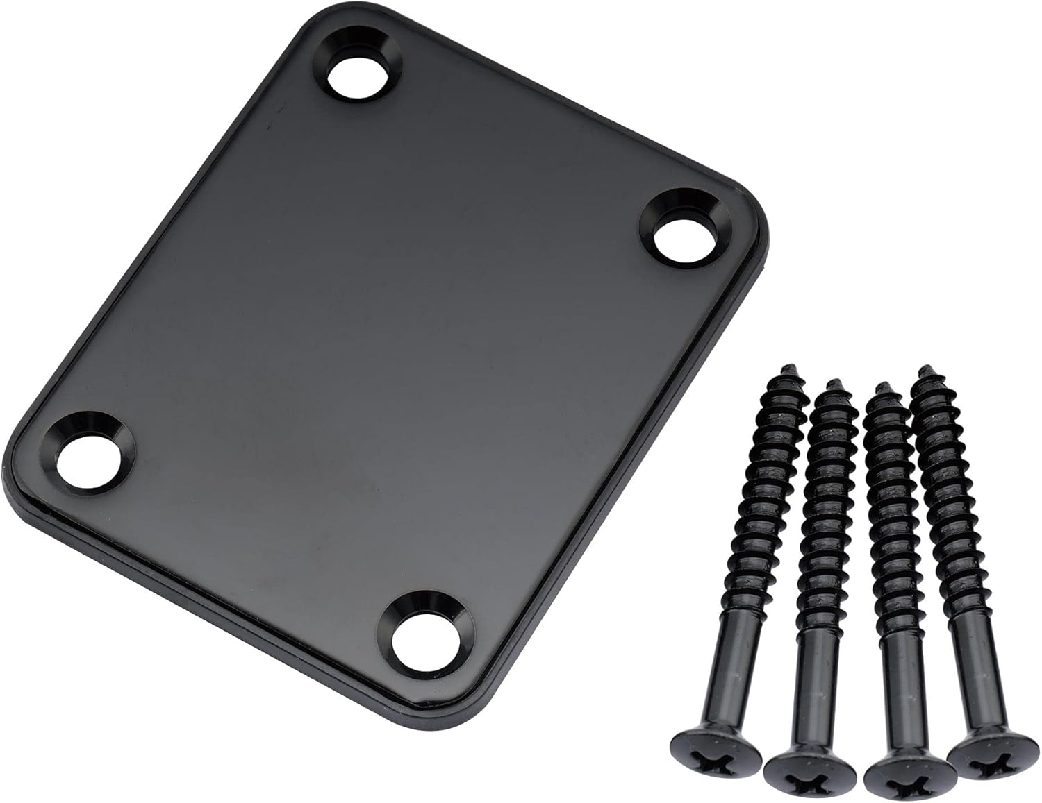 Musiclily Metal Neck Plate with Screws for Fender Strat Tele Style Electric Guitar or Bass,Black image number 4
