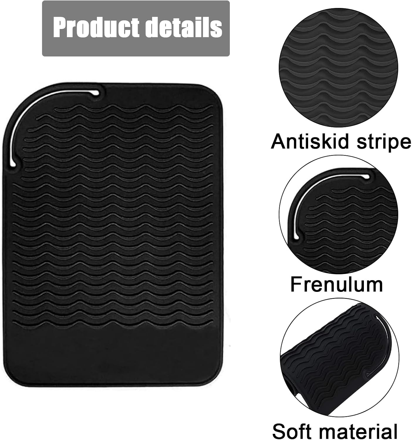 ZXCHOME Heat-Resistant Silicone Mat Bag, Mat Cover for Curling Irons, Hair Straighteners, Straighteners and Other Hot Hair Tools, Black image number 4