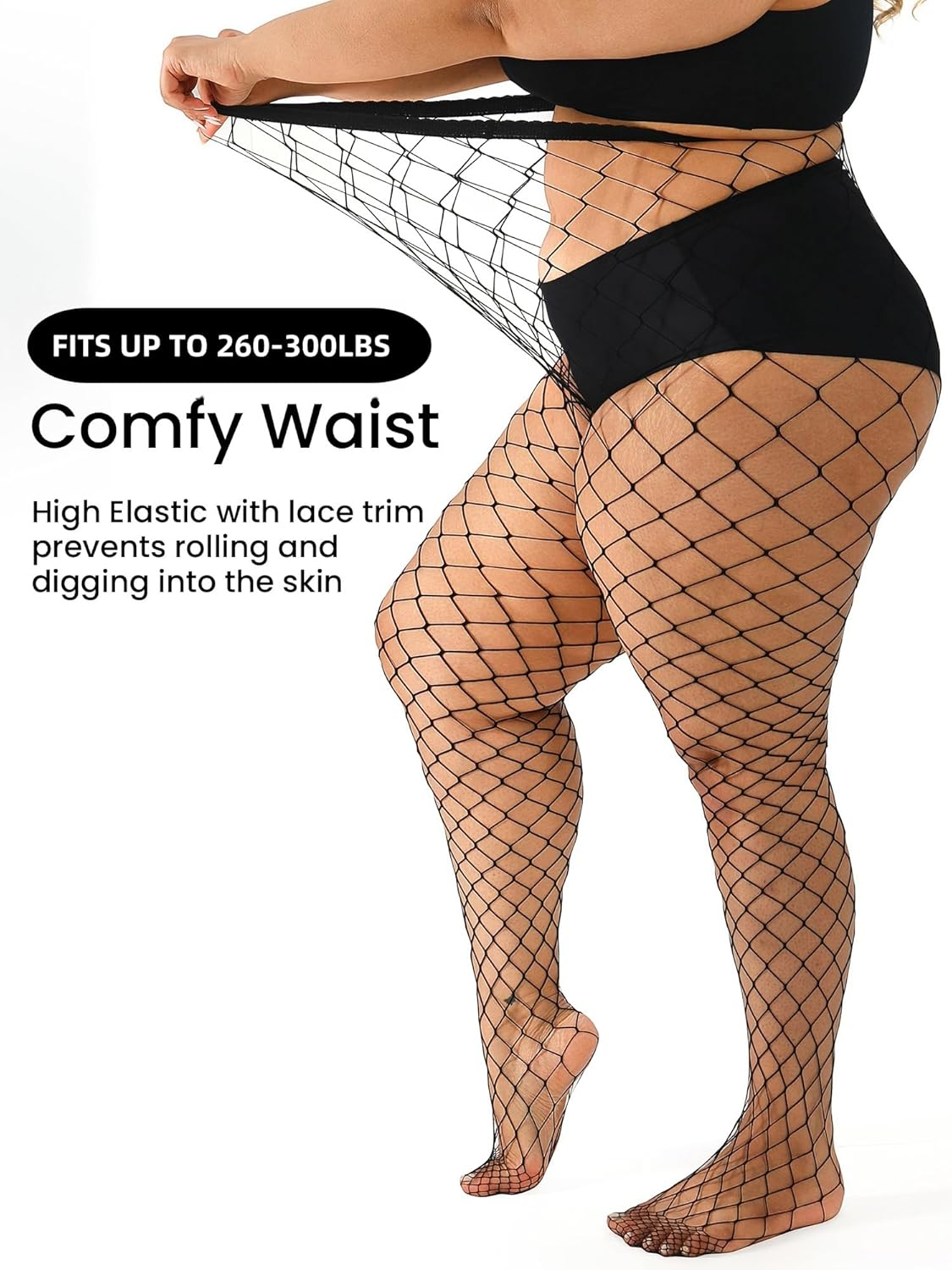 Plus Size Fishnet Tights Stockings Big Mesh Leggings Pantyhose for Women - Caramel image number 7