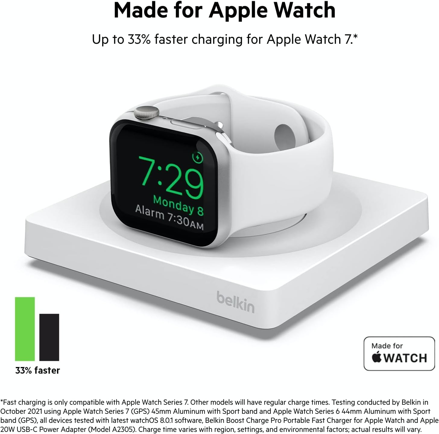 Belkin Apple Watch Fast Charger, White, Wiz015Btwh - Black image number 5