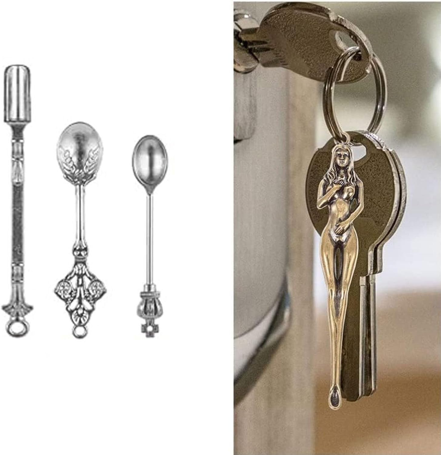 Shengsenfu 12 PCS Mini Spoons - Metal Measuring Spoons for Spices Medicine and Vials Retro Shovel Design for Accurate Dosing Perfect for Jewelry Making Pendant Necklaces and Small Powder Scooping image number 2