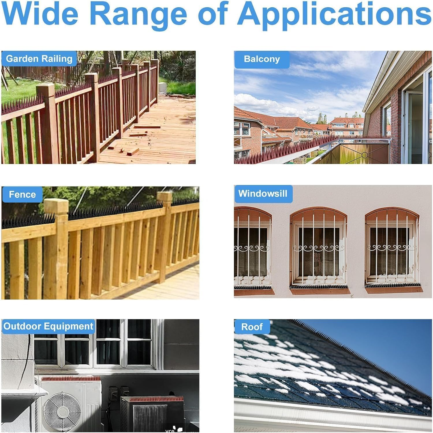 12Pcs Wall & Fence Spikes, Plastic anti Bird Spikes for Outside, Cat Squirrel Raccoon Pigeon Fox Intruder Deterrent Spikes, Bird Repellent Spikes for Garden, Balcony, Roofs, Gate Wall, Window (Black) image number 3