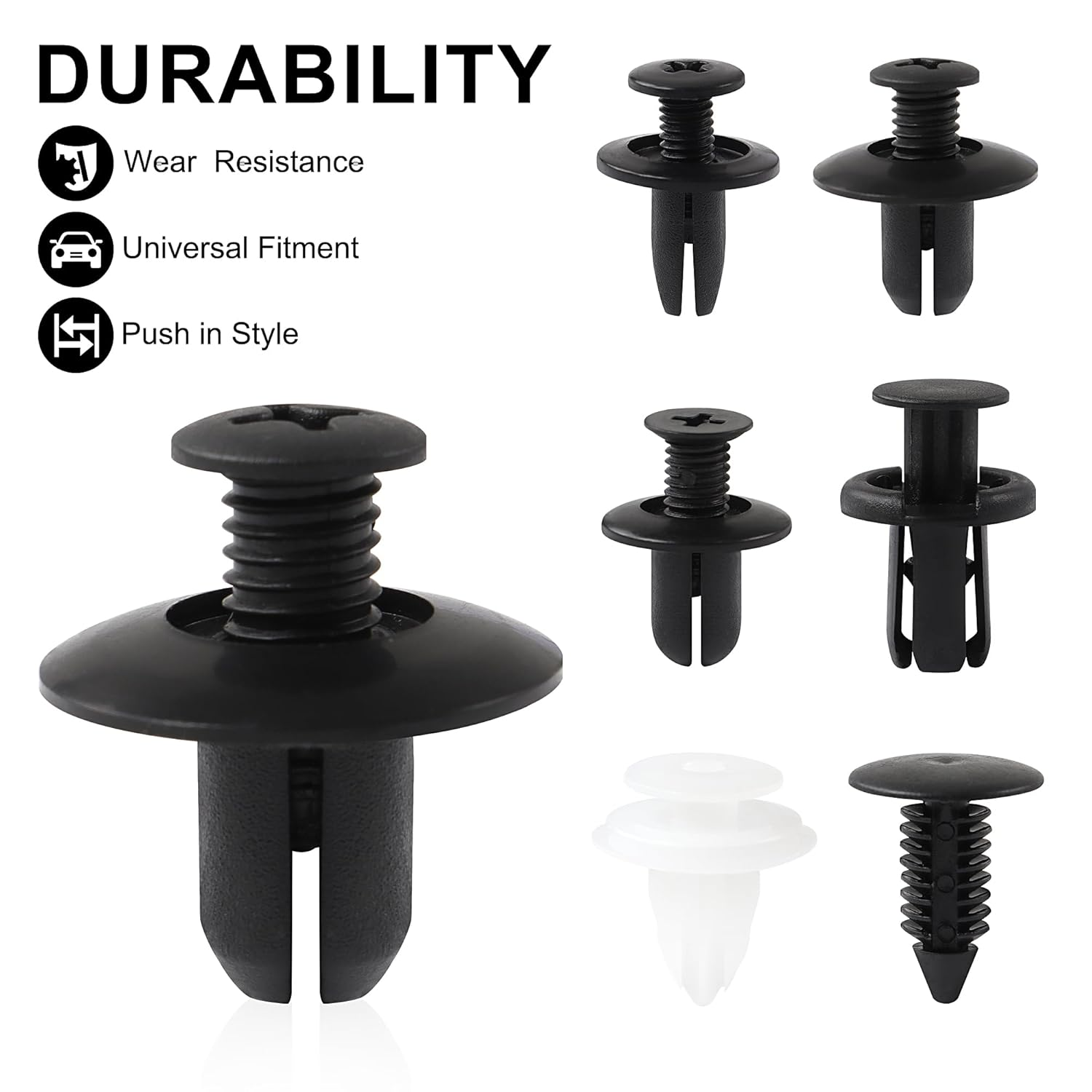 JUNART Universal Car Fastener Kit with 100 Plastic Rivets and 5 Removal Tool,Suitable for the Repair and Shaping of Most Cars. image number 6