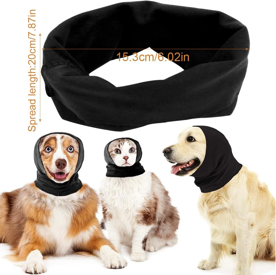 Dog Ear Muffs Noise Protection, Dog Earmuffs for Comfort Dog Earmuffs, Hoodies for Dogs Cats Dogs Neck and Ears Warmer Dog Hoodie anti Anxiety Snood Pack of 1 image number 2