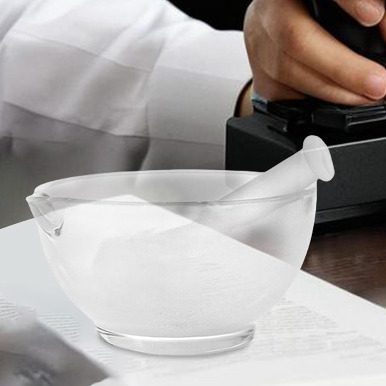 4 Set Pestle and Mortar Set - Glass Seasoning Grinder Bowl - Handheld Seasoning Mills Grinder - Pill Crusher | for Crushing and Grinding Herbs and Spices with Ease image number 5