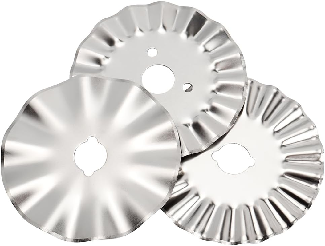 Yakamoz 9Pcs 45Mm Pinking Rotary Cutter Blades Set, 3 Types Replacement Wave Rotary Cutter Baldes for Fabric Cutting, Sewing, Quilting,Paper and Arts & Crafts image number 1