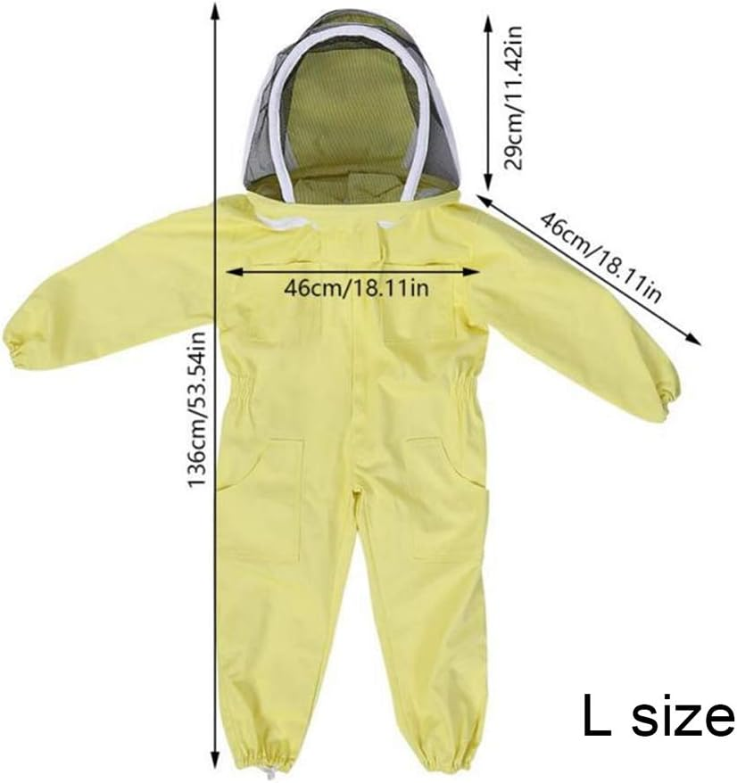 Fdit Cotton Beekeeping Suit for Children, Comfortable Protection with round Hat, Lightweight and Breathable, Detachable Veil for Safety Kids Bee Suit (Yellow #08) image number 1