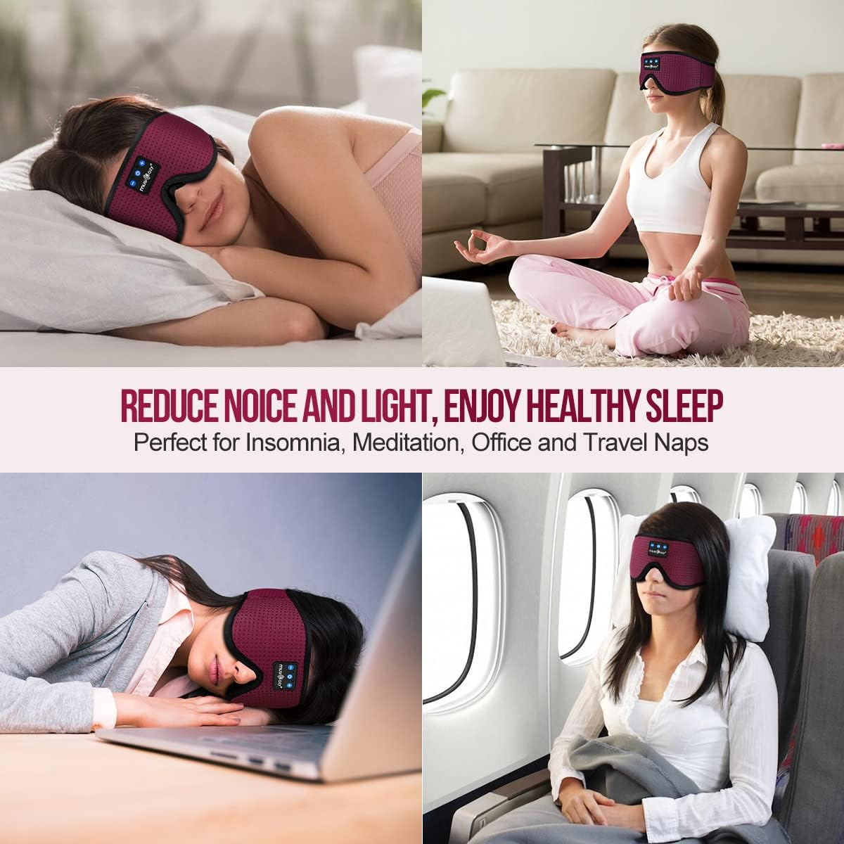 MUSICOZY Sleep Headphones Breathable Bluetooth 5.2 Headband 3D Sleeping Headphones, Wireless Music Eye Mask Sleep Earbuds for Side Sleepers Women Mom Cool Tech Gadgets Unique Gifts - Dark Blue image number 7
