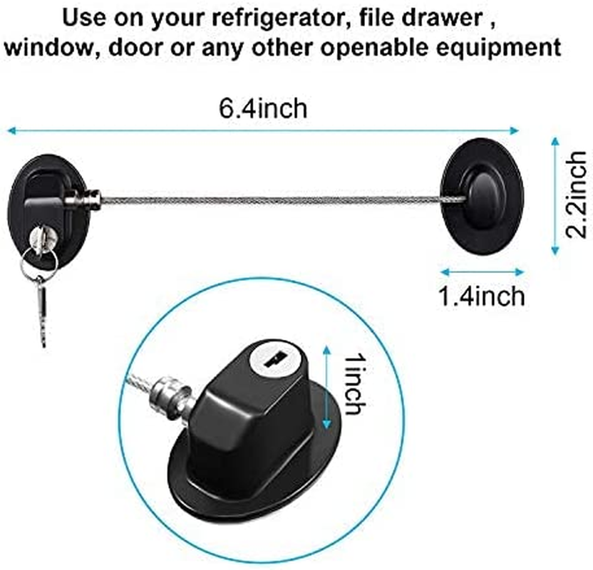4 Pack Refrigerator Door Lock with Keys Adhesive Fridge Freezer Door Lock File Drawer Lock for Child Safety and Privacy, 2 Black and 2 White image number 3