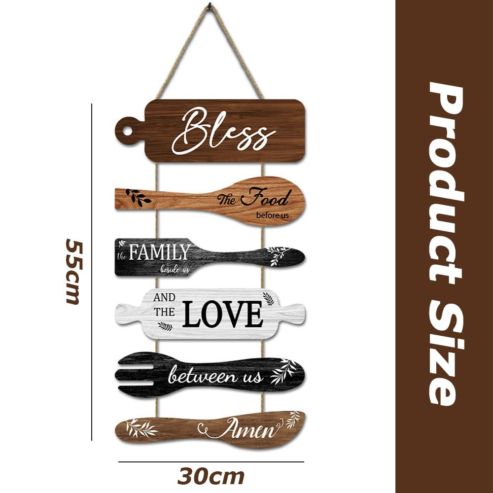 Rustic Wooden Kitchen Dining Plaque, Decorative Hanging Wall, Blessing Art Hanging for Various Wall Spaces (30 X 55 X 0.5CM) image number 2