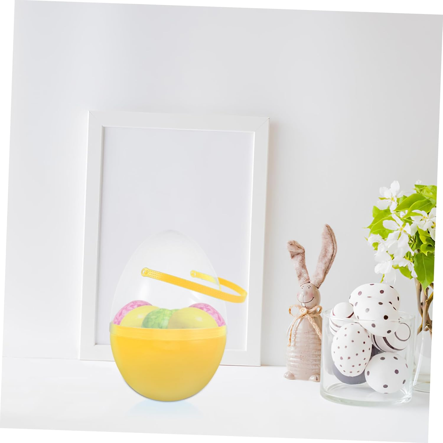 FELTECHELECTR Easter Eggs Transparent Eggs Bucket Eggs Giant Eggs Reliable Eggs Stand Eggs Basket Eggs Decorative Eggs Egg-Shaped Eggs Portable Eggs Blank Eggs Large Eggs Open Eggs Pp Yellow - Yellow image number 2