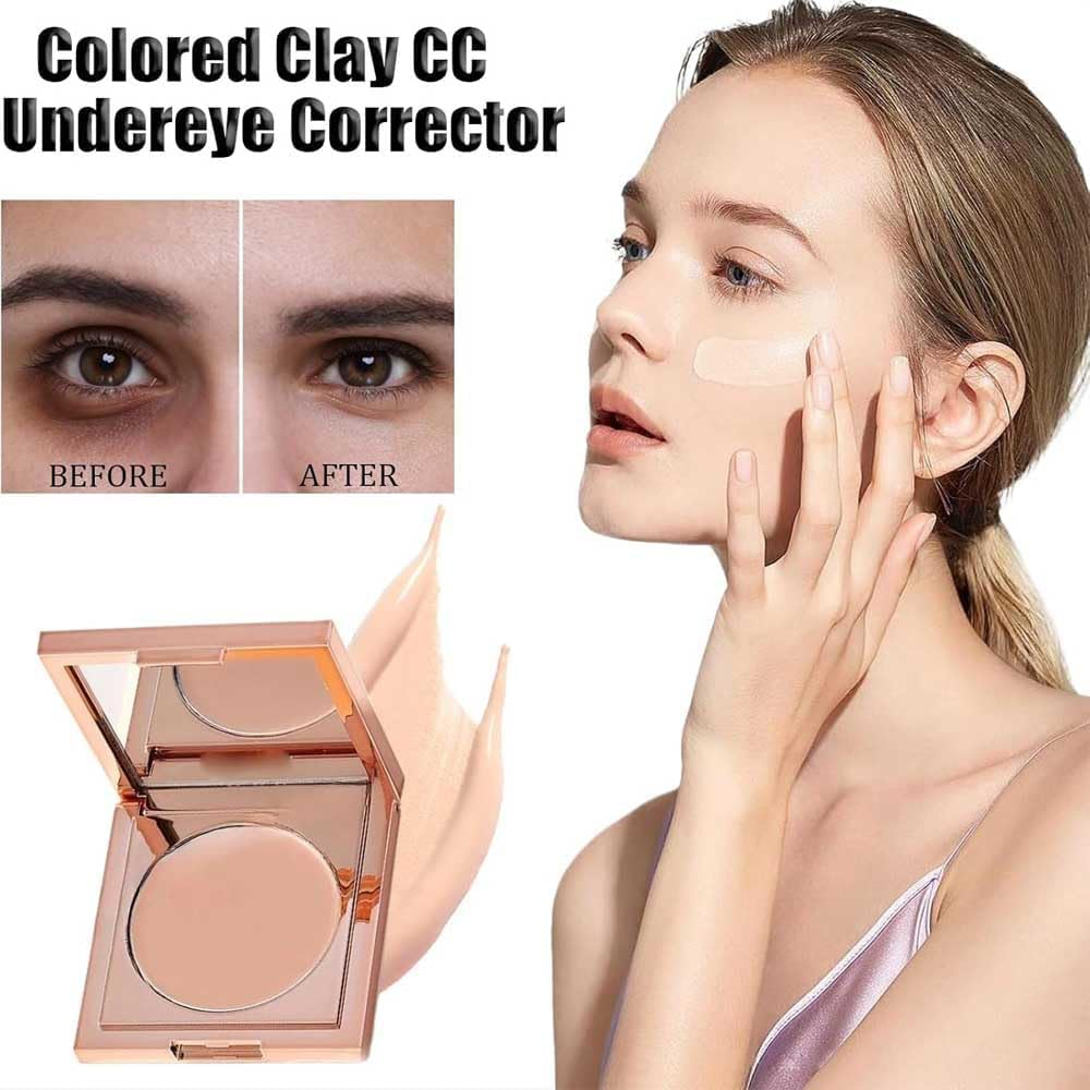 Colored Clay Cc Undereye Corrector,Color Corrector for Dark Circles with Brush, Conceal & Brighten Dark Circles,Under Eye Hydrating Concealer for Women (Natural, One Size)