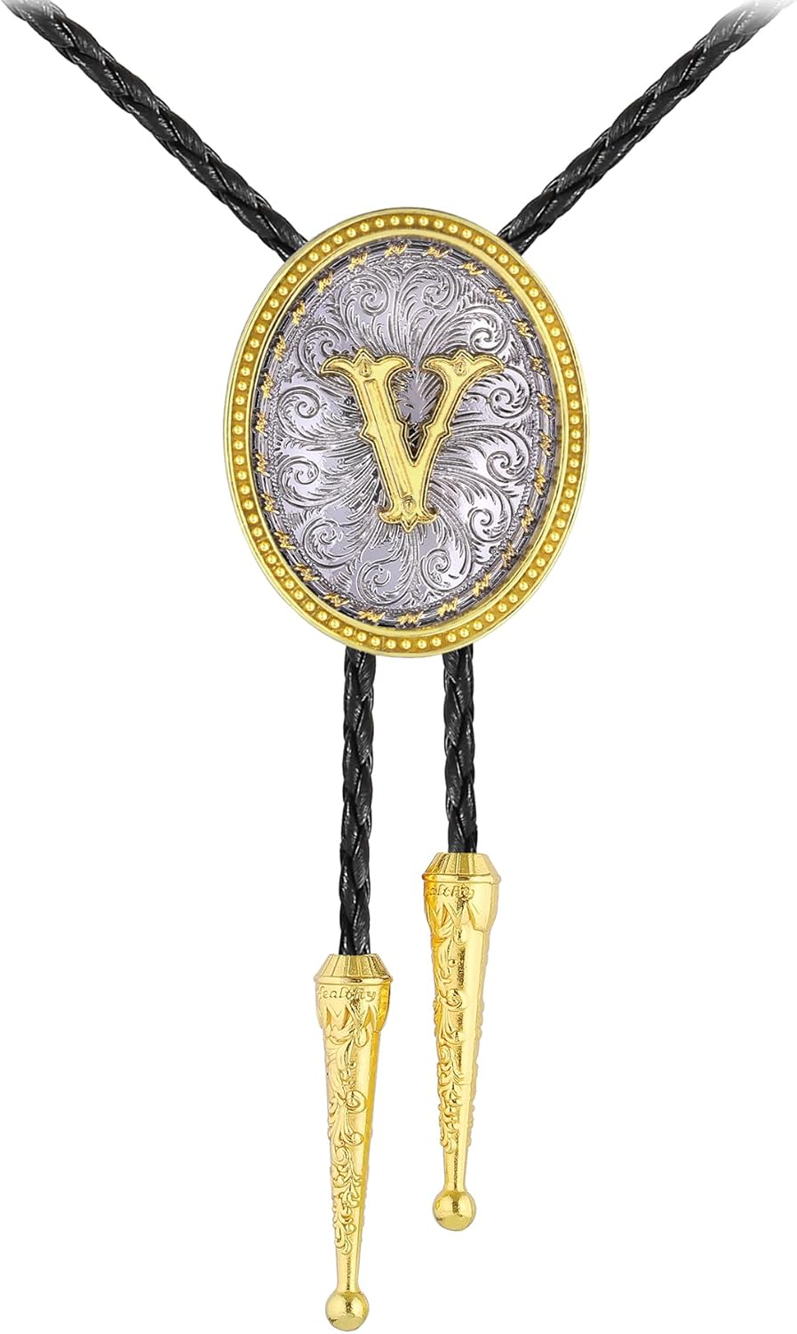 Gelconnie Western Ties for Men Gold Bolo Tie Initial Letter a to Z Native American Bola Ties Cowboy Accessories for Men Women - A image number 4