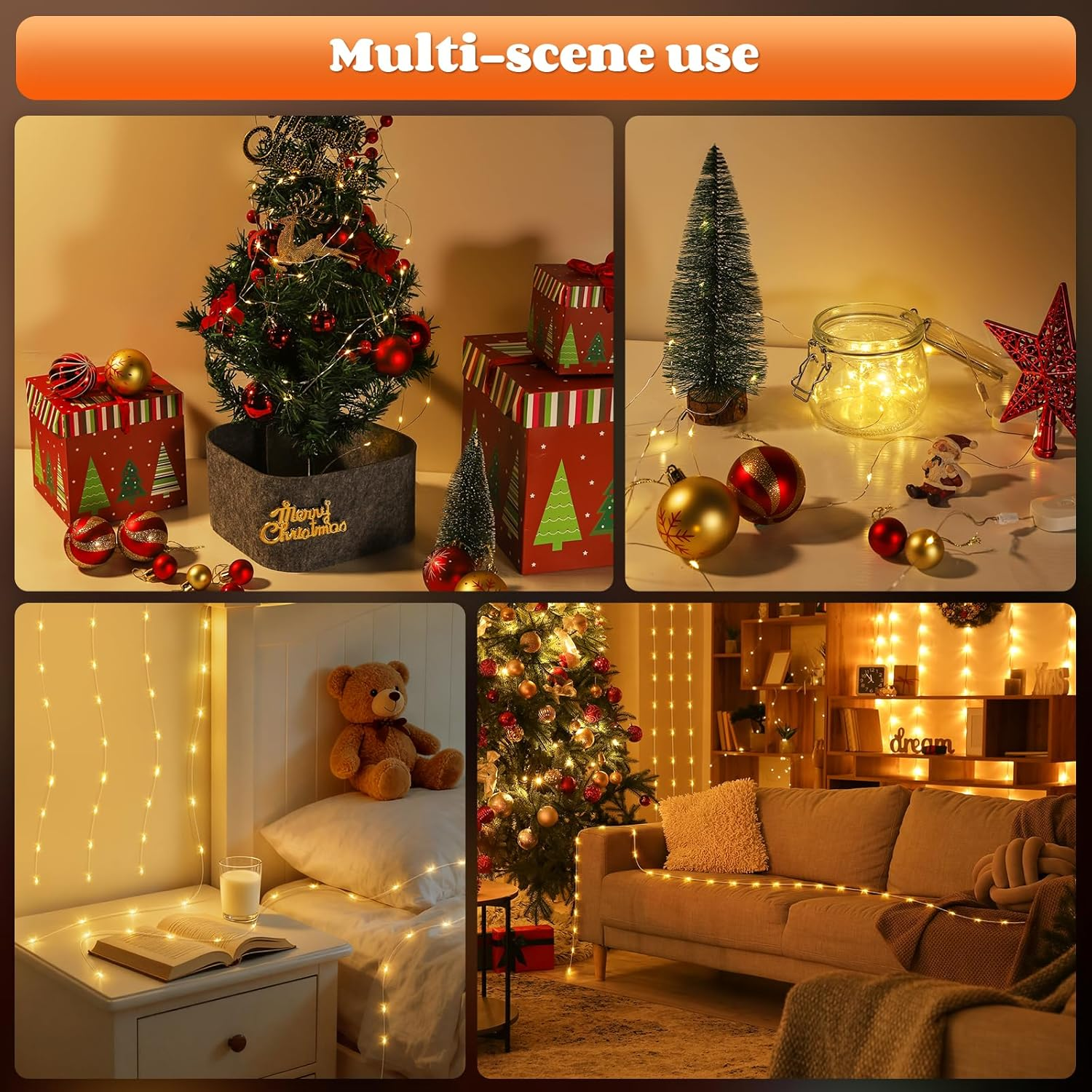 Yizhet Pack of 6 Rechargeable Fairy Lights with Removable Battery Box, Timer 3M 30 LED, IP65 Waterproof for Indoor/Outdoor, Christmas, Garden, Wedding (Warm White) image number 2