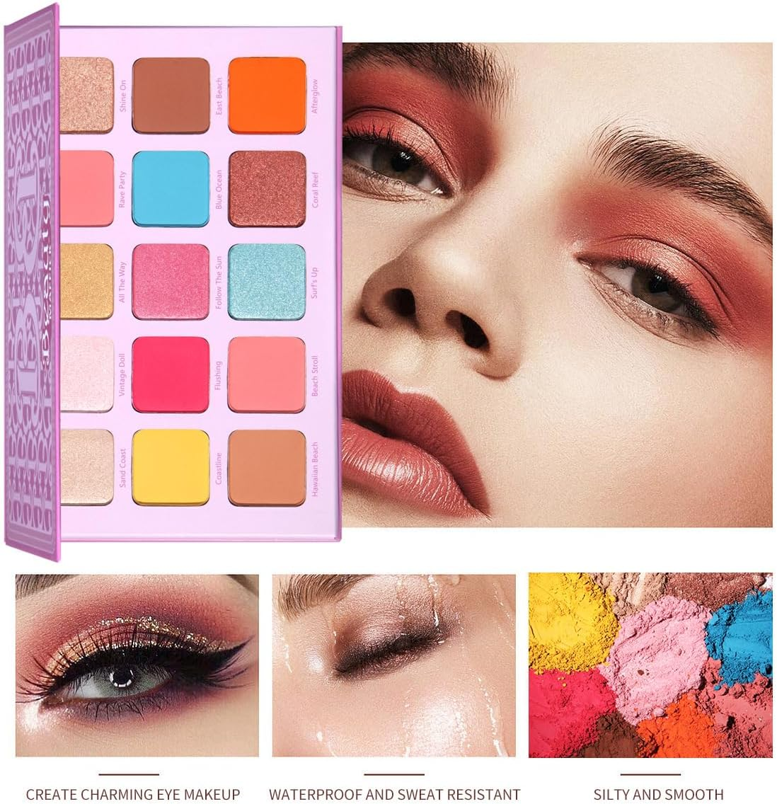 MAFFICK 15-Color Eyeshadow Palette- Matte & Shimmery Eyeshadow for High-Definition Eye Makeup: Waterproof, Sweat Resistant, & Long-Lasting (01) image number 4