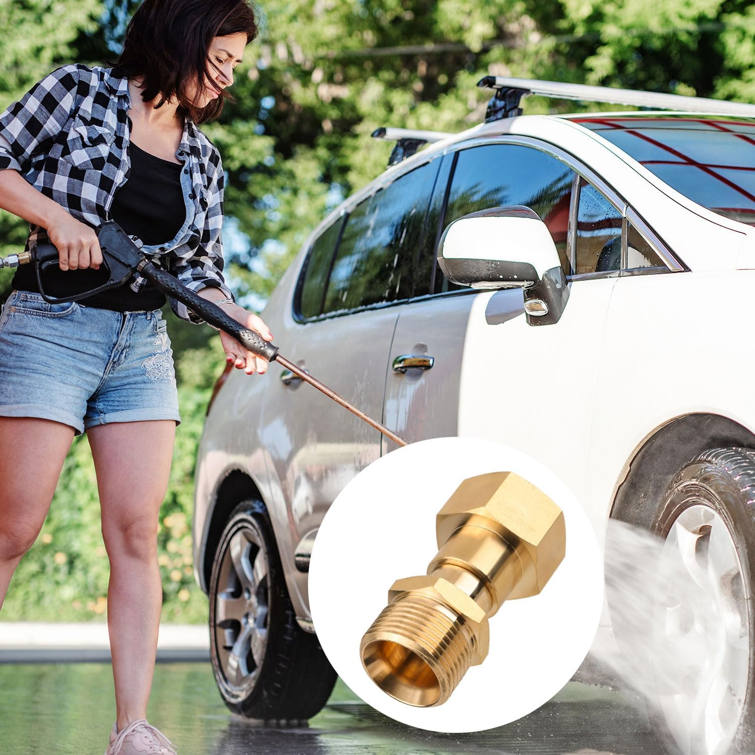 Gosknor Quick Connect Pressure Washer Fitting, Male M22-14Mm Quick Connect Pressure Washer Swivel Fitting Pressure Washer Adapter for Power Washer Hose Pump image number 5