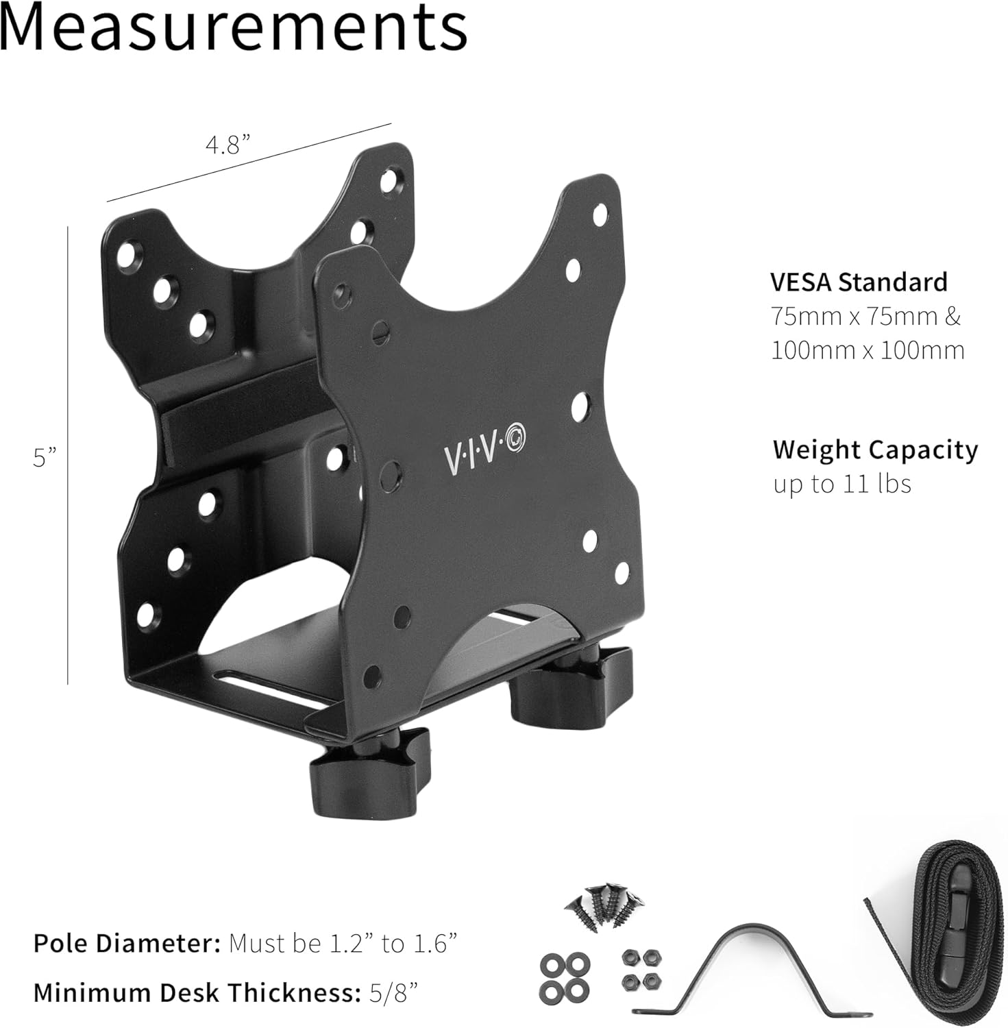 VIVO Adjustable Thin Client Mini PC Mount Bracket, CPU VESA under Desk and Monitor Arm Computer Holder, Black, MOUNT-PC05C image number 6