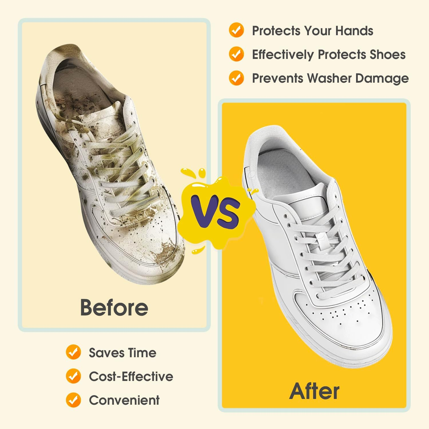 Chamgeco 2PCS Shoe Washing Machine Bag, Large Laundry Shoe Bag for Washer and Dryer, Reusable Shoe Cleaning Bags for Sneakers, Tennis & Gym Shoes, 360&deg; Wrap-Around Cleaning (Yellow, 2PCS) - Blue image number 5