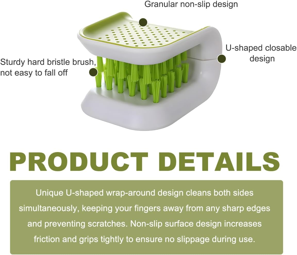 KVAEY Car Seat Belt Cleaning Brush, U-Shaped Auto Interior Washing Brush with Double-Sided Bristles, Closeable Safety Belt Bristle Scrubber Cutlery Cleaner Brush for Car Home (1 PCS)