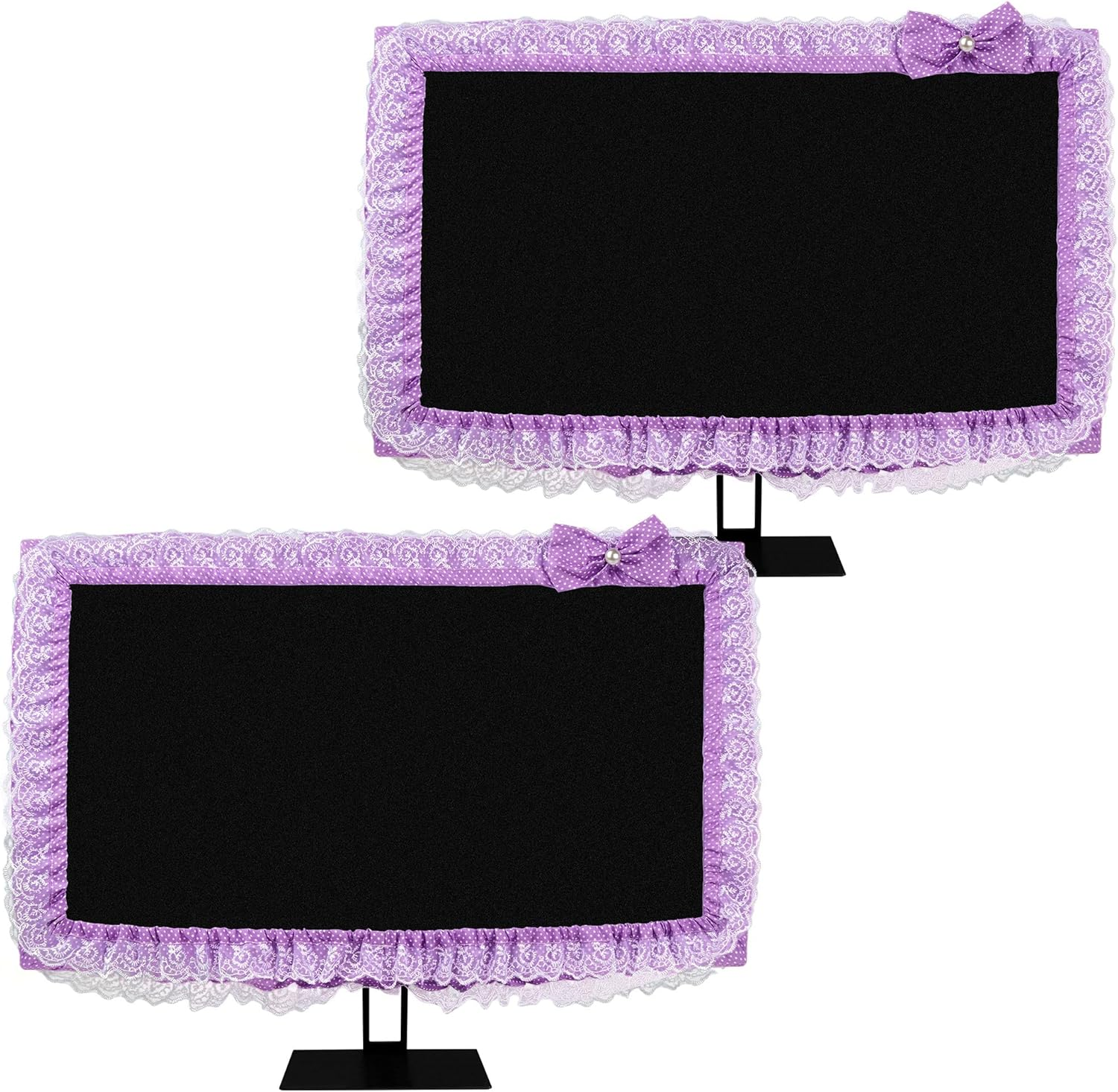 Reignsword 2 Pack Cute Computer Monitor Cover, 23''-26'' Elastic Monitor Dust Cover with Bow Knot, Lovely Monitor Accessories Screen Monitor Decoration for Tablet (Pink)