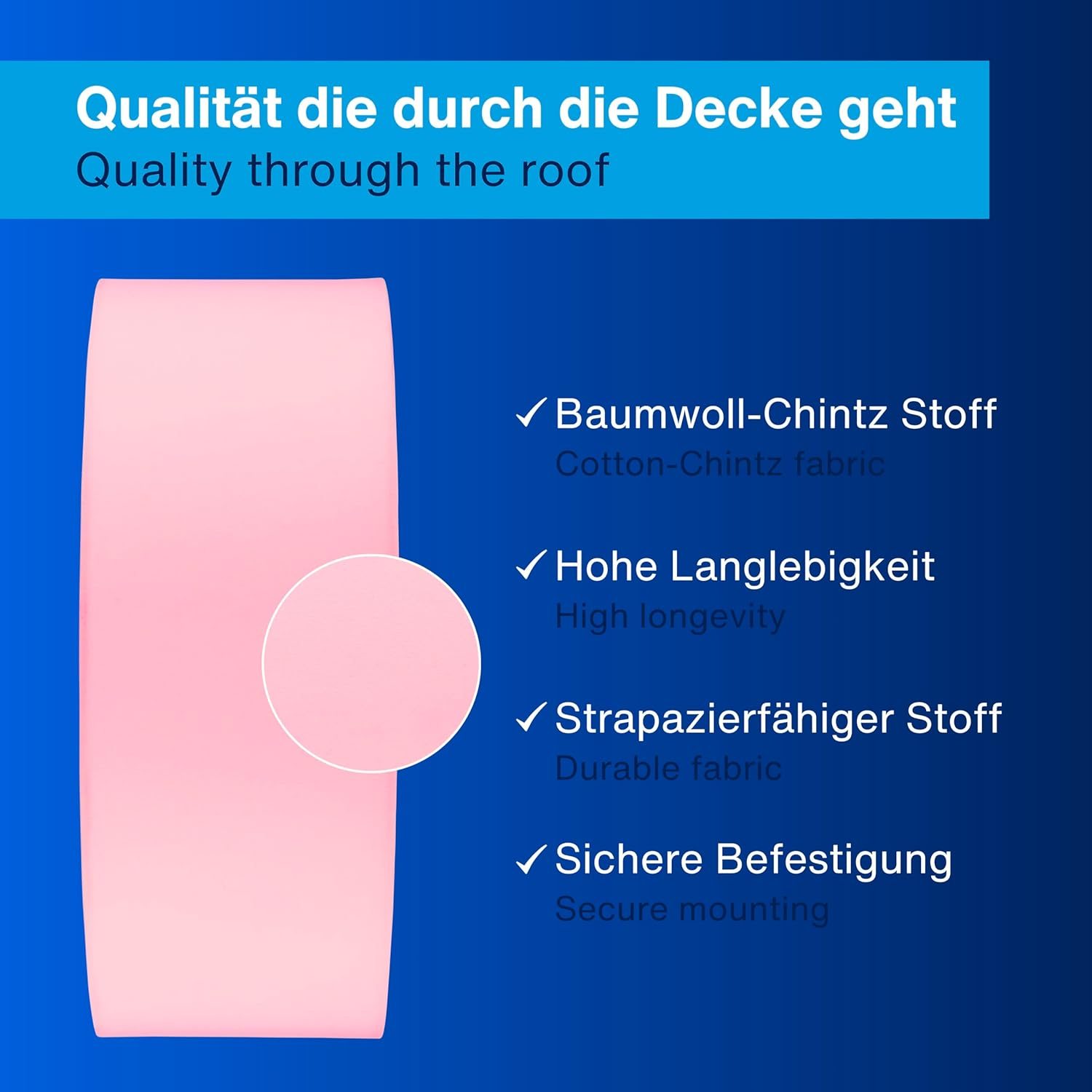 REV Ceiling Lamp 30 Cm round Ceiling Light with Fabric Shade in Modern Style - Ideal for Bedrooms, Living Rooms and Kids Bedrooms, Pink image number 1