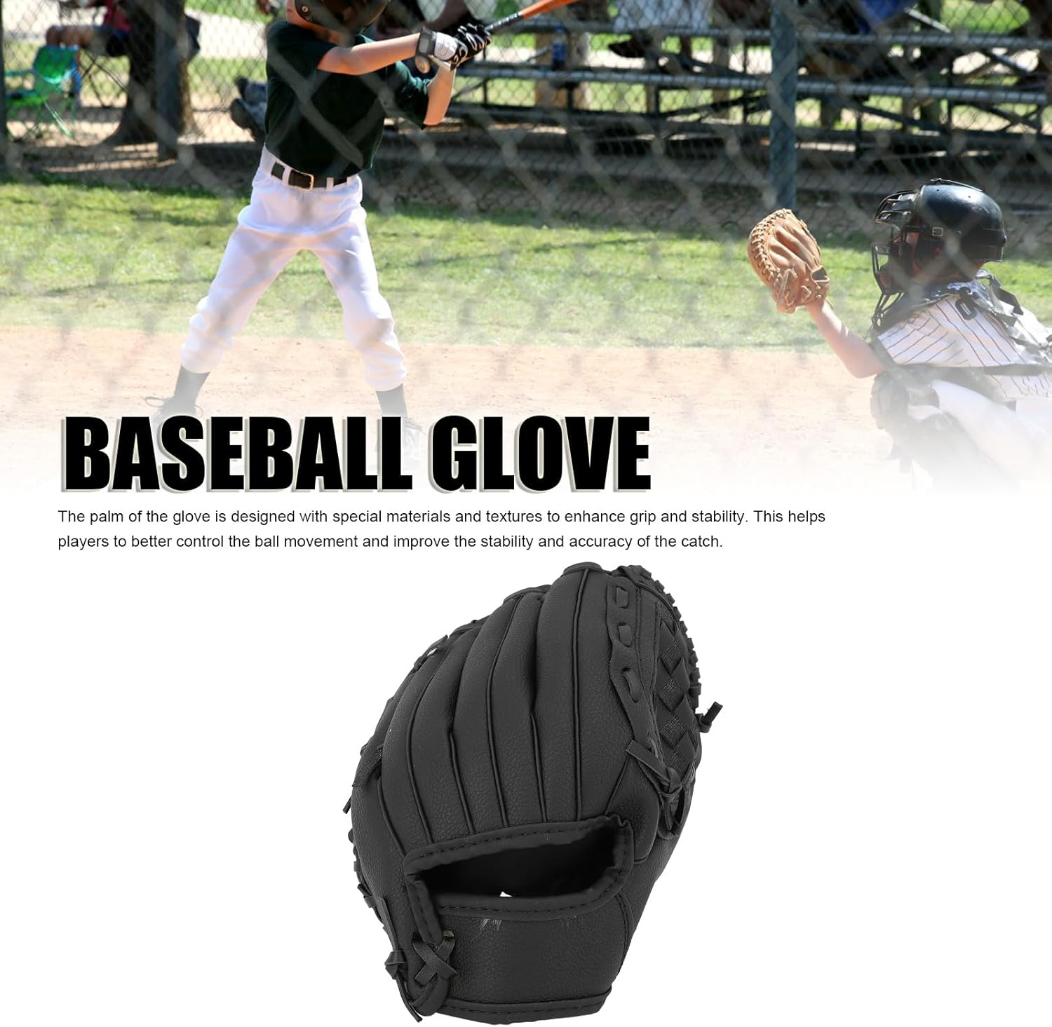 Baseball Glove, Right Hand Throw Softball Gloves, Fastpitch/Slowpitch Softball Outfield Mitt, Adult and Youth Sizes, 9.5-12.5 Size Mitts, Multiple Styles image number 4