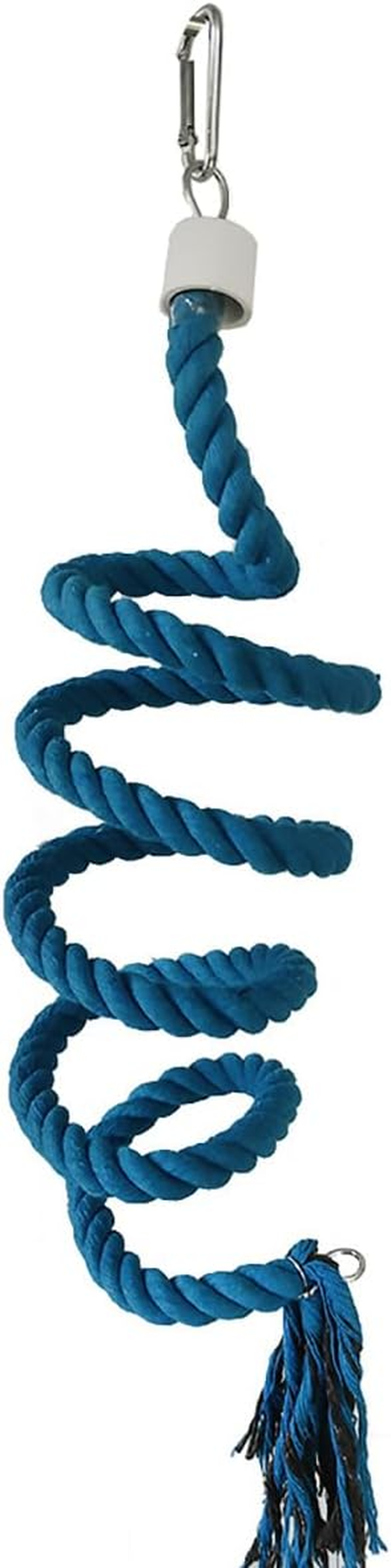 AIMALL Cotton Rope Parrot Toy, 59-Inch Spiral Climbing Rope for Small Birds, Hanging Swing Ladder with Hook, Interactive Cage Toy for Parrots, Cockatiels, Budgies