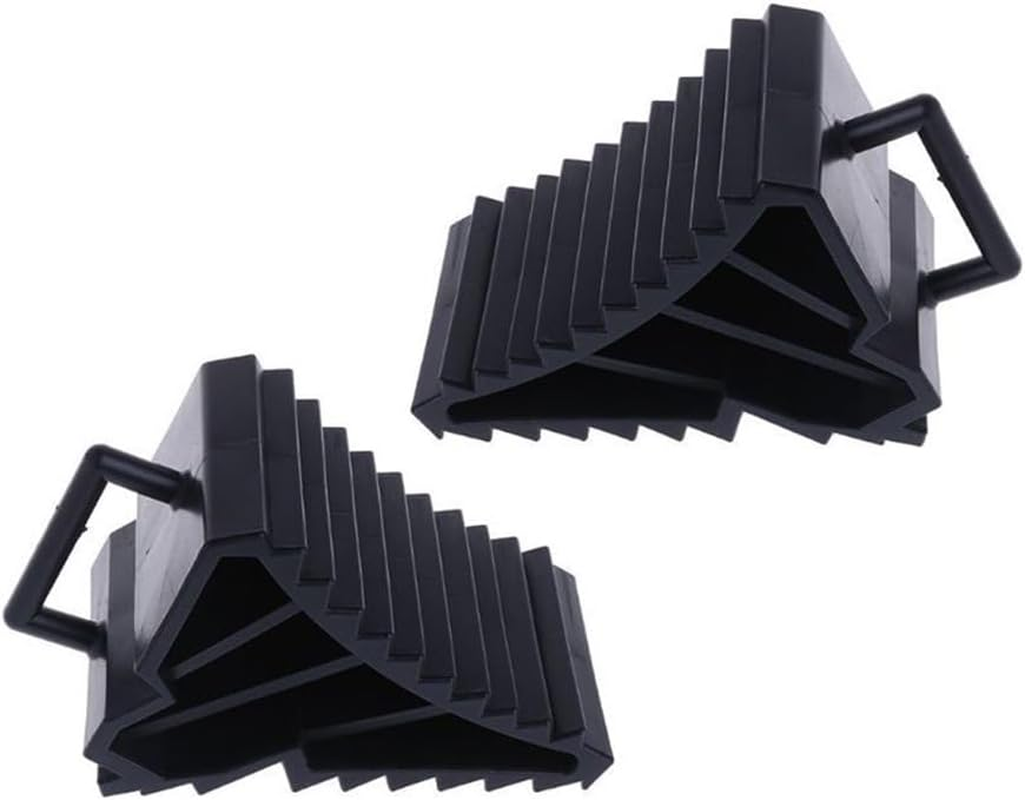 QXKSPG 2 Pcs Antislip Vehicle Car Truck Wheel Tire Chock Stop Block Black Wheel Trims Set