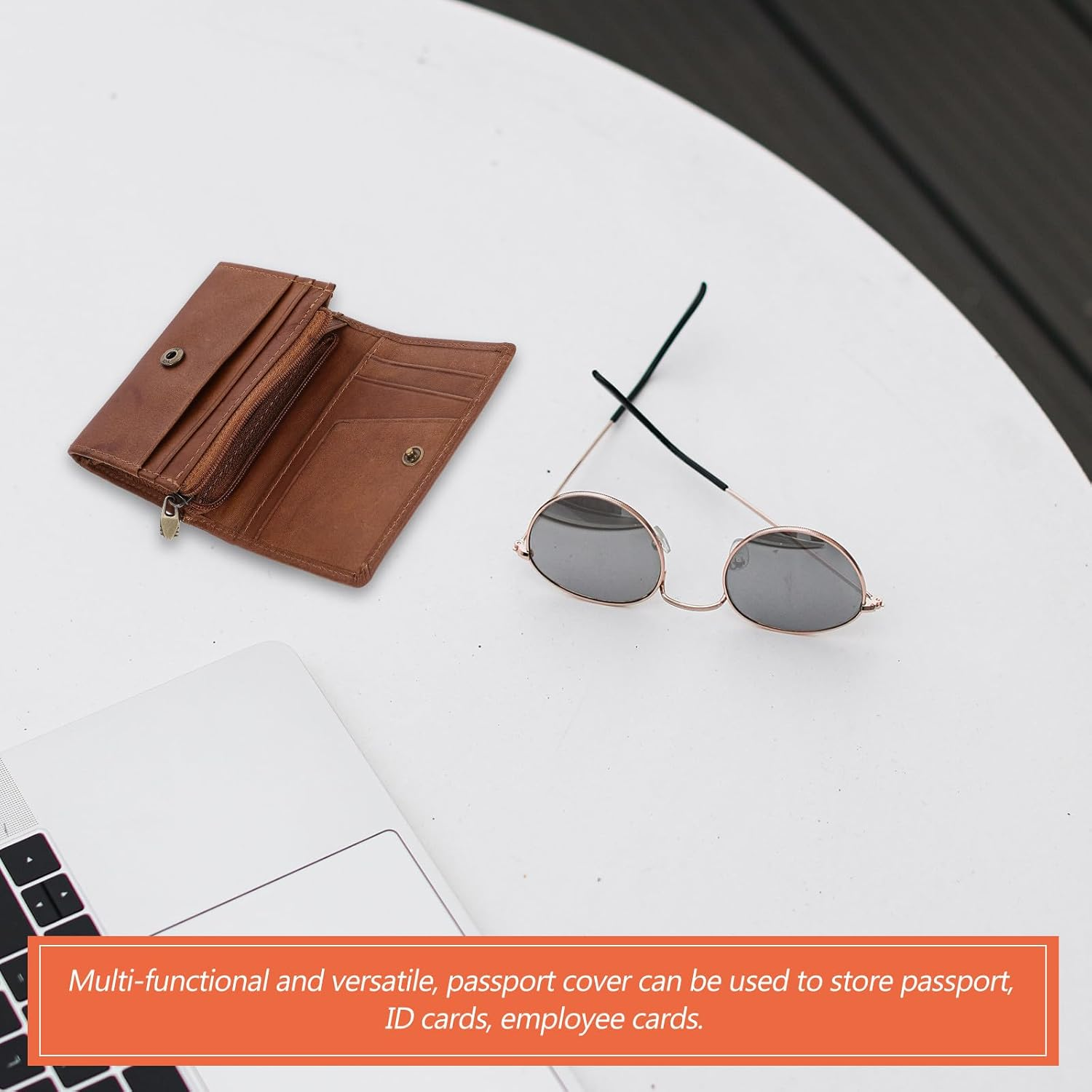 FRCOLOR Genuine Leather Small Coin Purse Card Holder Wallet for Women and Men, Compact Distressed Leather Change Pouch with Multiple Card Slots, Portable Money Organizer for Everyday Use image number 2