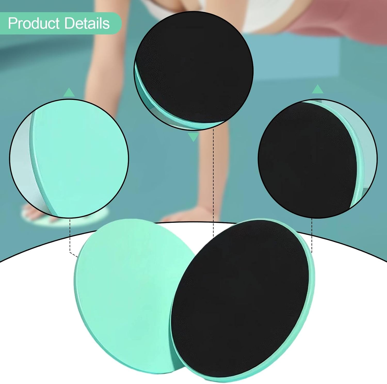 Kdjuope 2X Exercise Gliders Exercise Gliding Discs, Equipment Compact, Core Slider Fitness Discs for Workout, Women Men image number 1