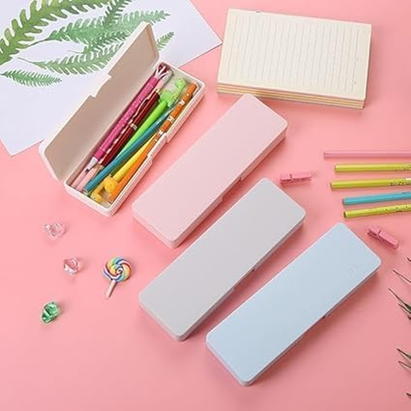 Pencil Box - 4 Pack Plastic Pencil Boxes with Snap Tight Lid, Stackable Design, Office Supplies Organizer image number 3