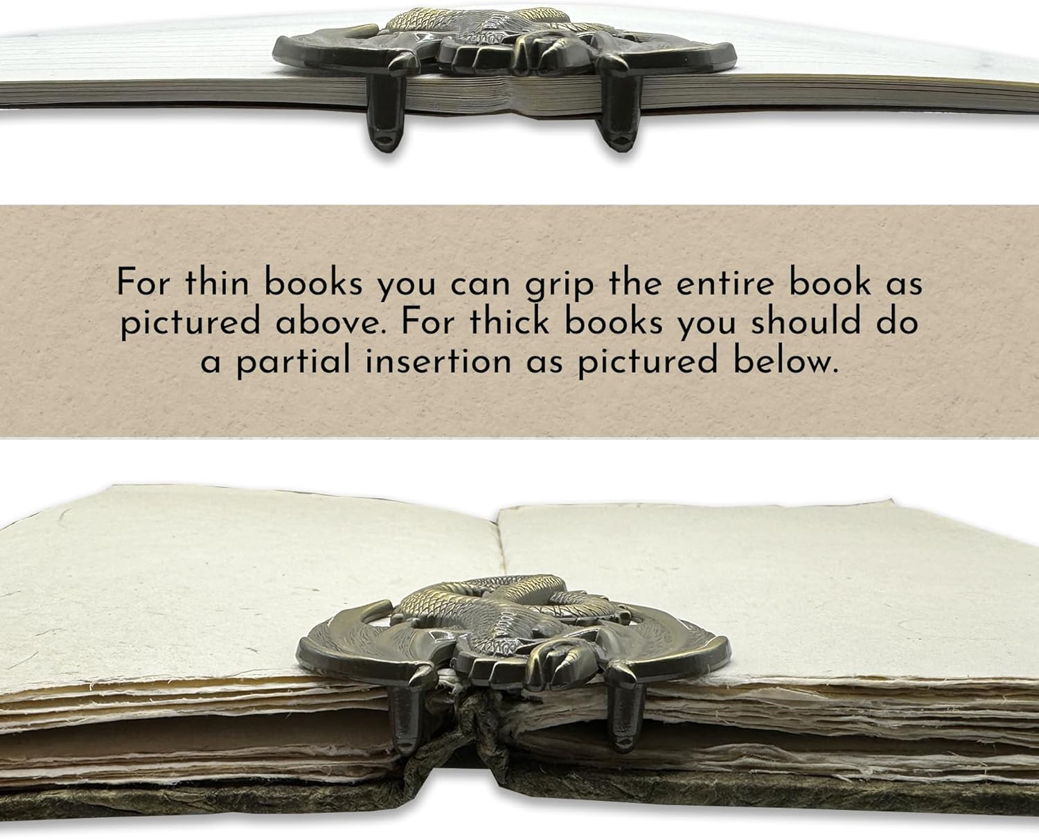 Rosebrook Antique Brass Journal Clips Used for Holding Journal Pages Open While Writing. Used to Prevent the Journal from Trying to Close on You While You Are Writing. Brass Dragon image number 3