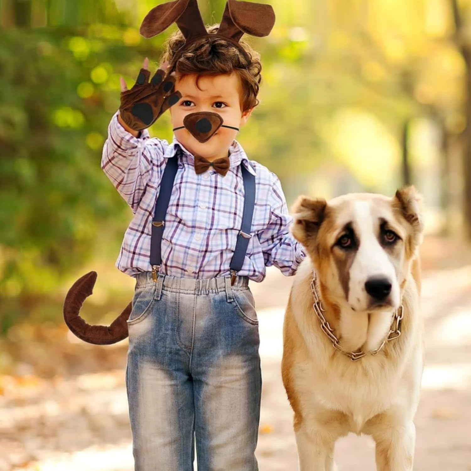 5 Pcs Puppy Dog Costume Set,Animal Costume Accessories, Halloween Cosplay Party image number 3