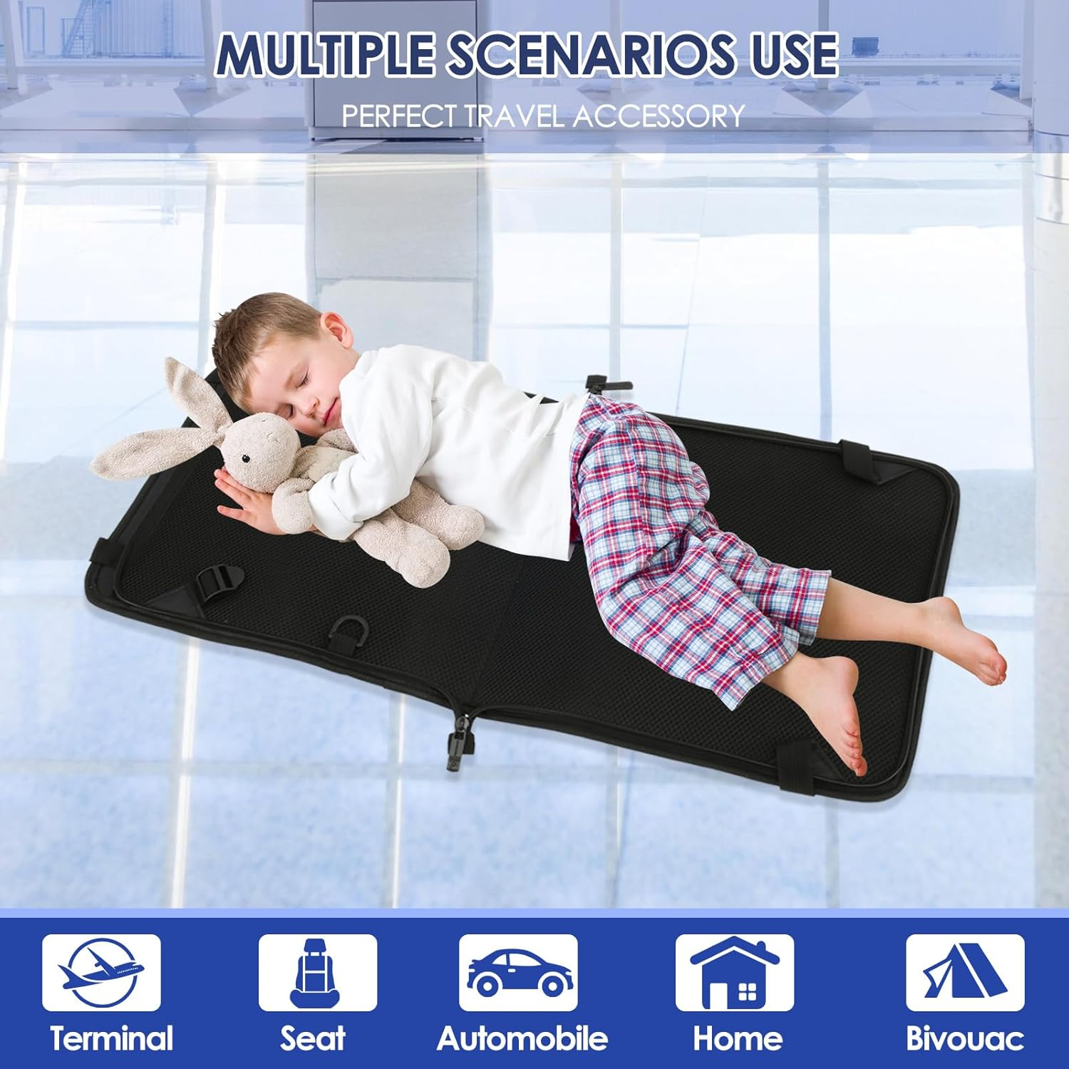 Portable Travel Seat with Seat Belt - Folding Kids Luggage Seat for Toddlers - Non-Slip, Comfortable & Fast Release - Suitcase Not Included image number 6